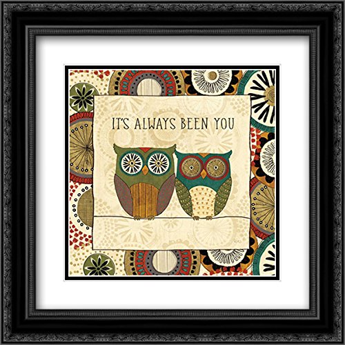 Charron Veronique 15x15 Black Ornate Framed Double Matted Museum Art Print - Spice Road Owl IV Wall Decor for Living Room, Bedroom & Office