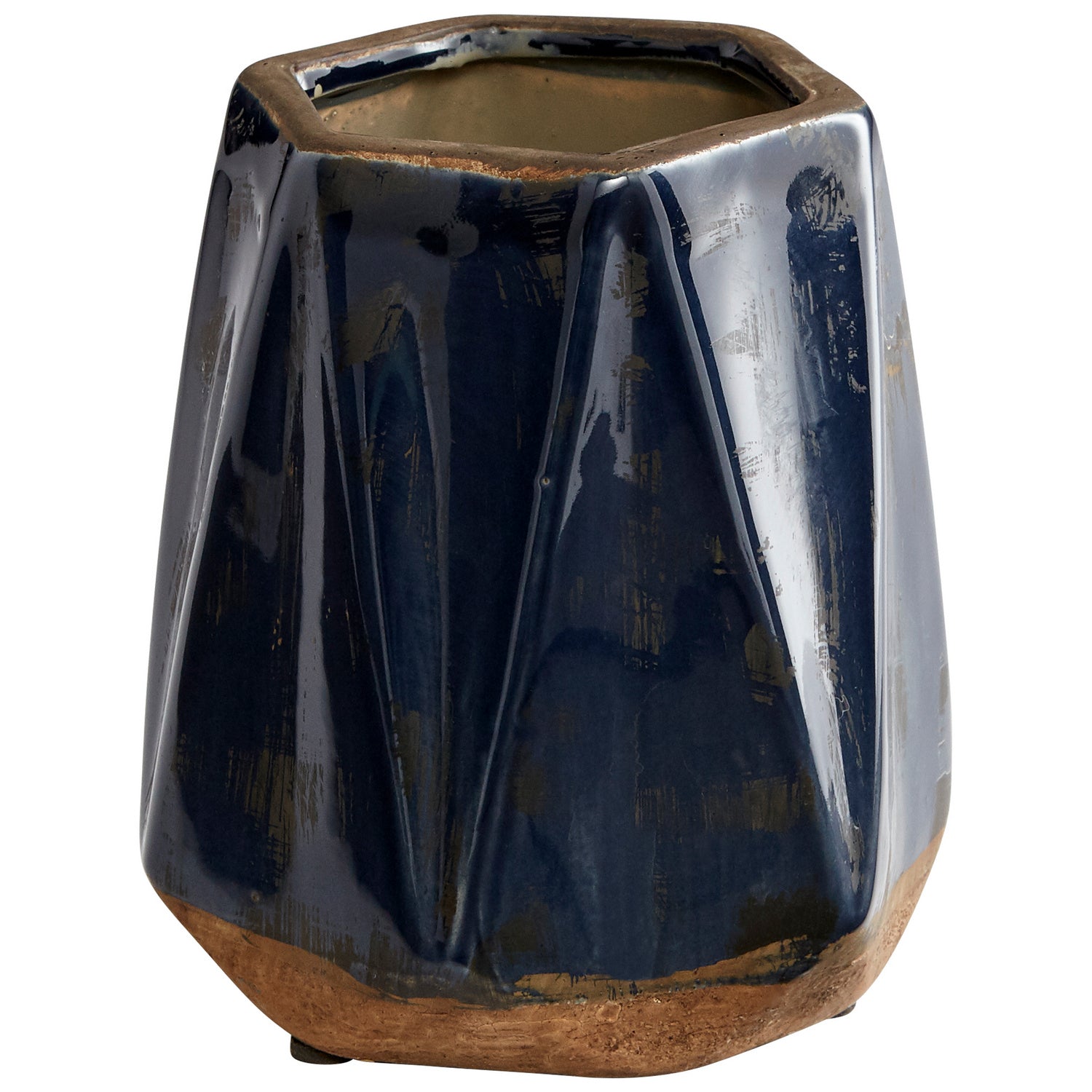 Cyan Design 11048 Chamos Planter - Small Blue Ceramic Flower Pot for Indoor Plants, Home & Office Decor, Perfect for Succulents, Herbs & Small Houseplants