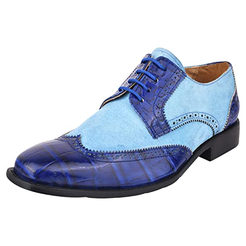 LIBERTYZENO Men's Wingtip Brogue Dress Shoes - Genuine Leather Lace-Up Formal Business Oxfords for Office, Wedding & Special Occasions