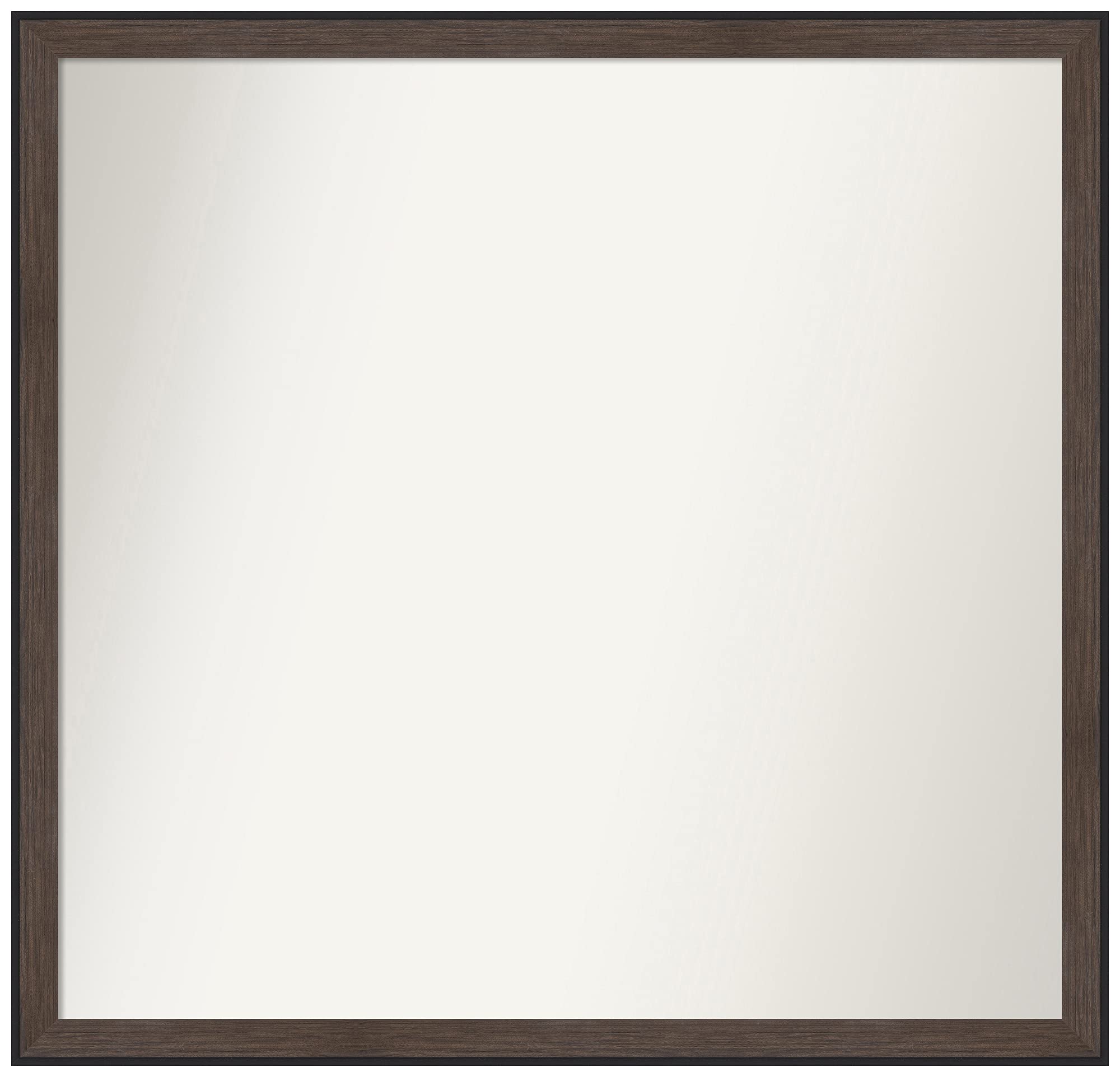 Amanti Art Custom Wall Mirror with Narrow Brown Frame - 24.75 x 25.75 Inches, Non-Beveled Edge - Perfect for Bathroom, Bedroom, or Entryway Decor - Available in Various Sizes