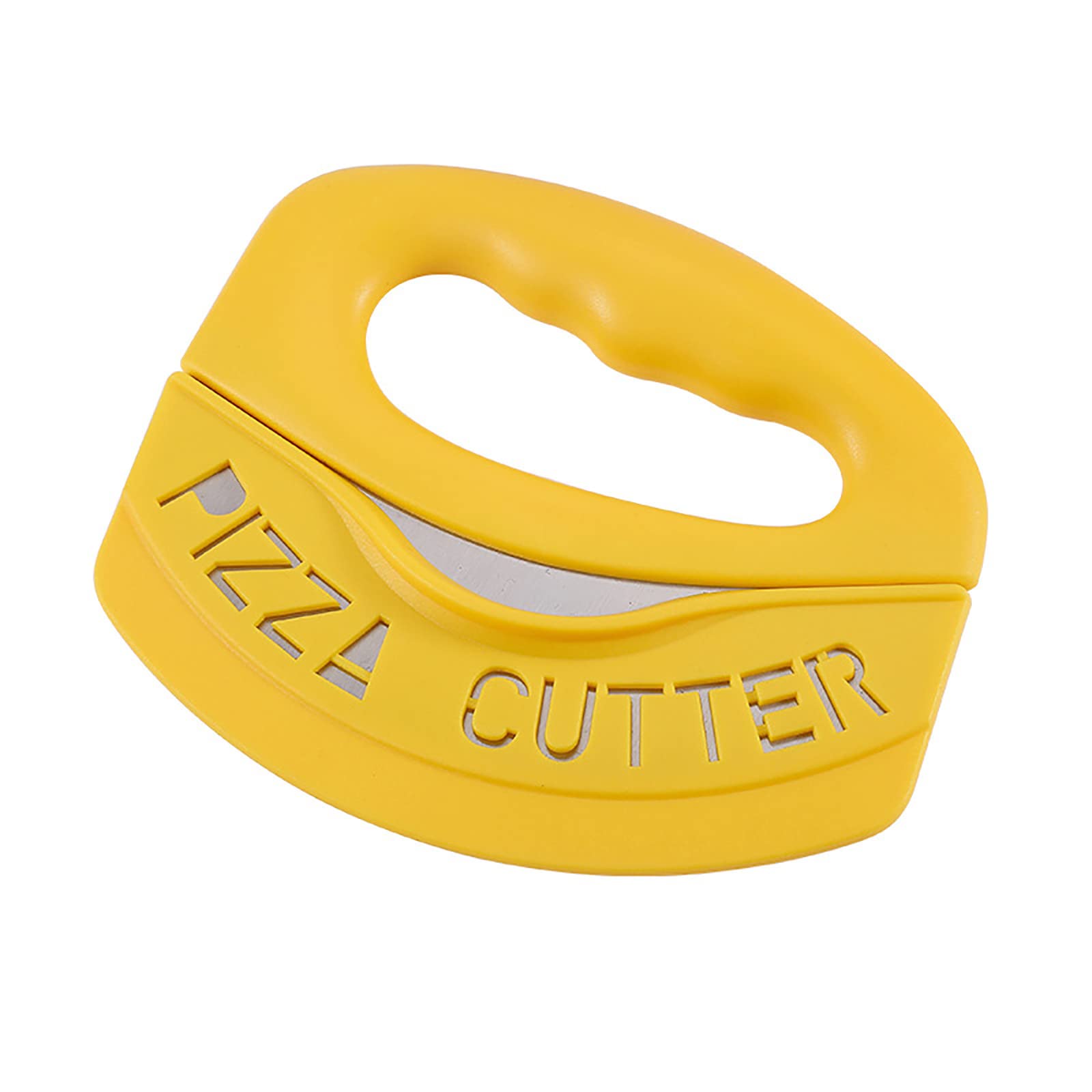 Multifunctional Stainless Steel Pizza Cutter with Vibrator Tool - Semicircular Design for Kitchen, Dining & Bar - Perfect for Home and Apartment Use (Yellow, One Size) - Ideal for Pizza Parties and Family Gatherings