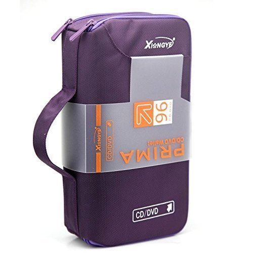 Fatcolo 96 Disc CD DVD Blu-Ray Storage Case - Portable Organizer Wallet for Movies, Music & Games (Purple) | Perfect for Home, Car & Travel Use