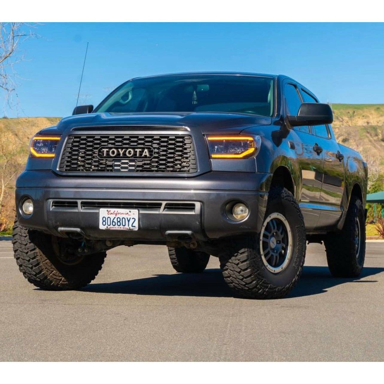 10-13 Toyota Tundra TRD PRO Black Honeycomb Front Bumper Grill Grille Replacement - Durable ABS Plastic Mesh Grille for Off-Road & Street Driving