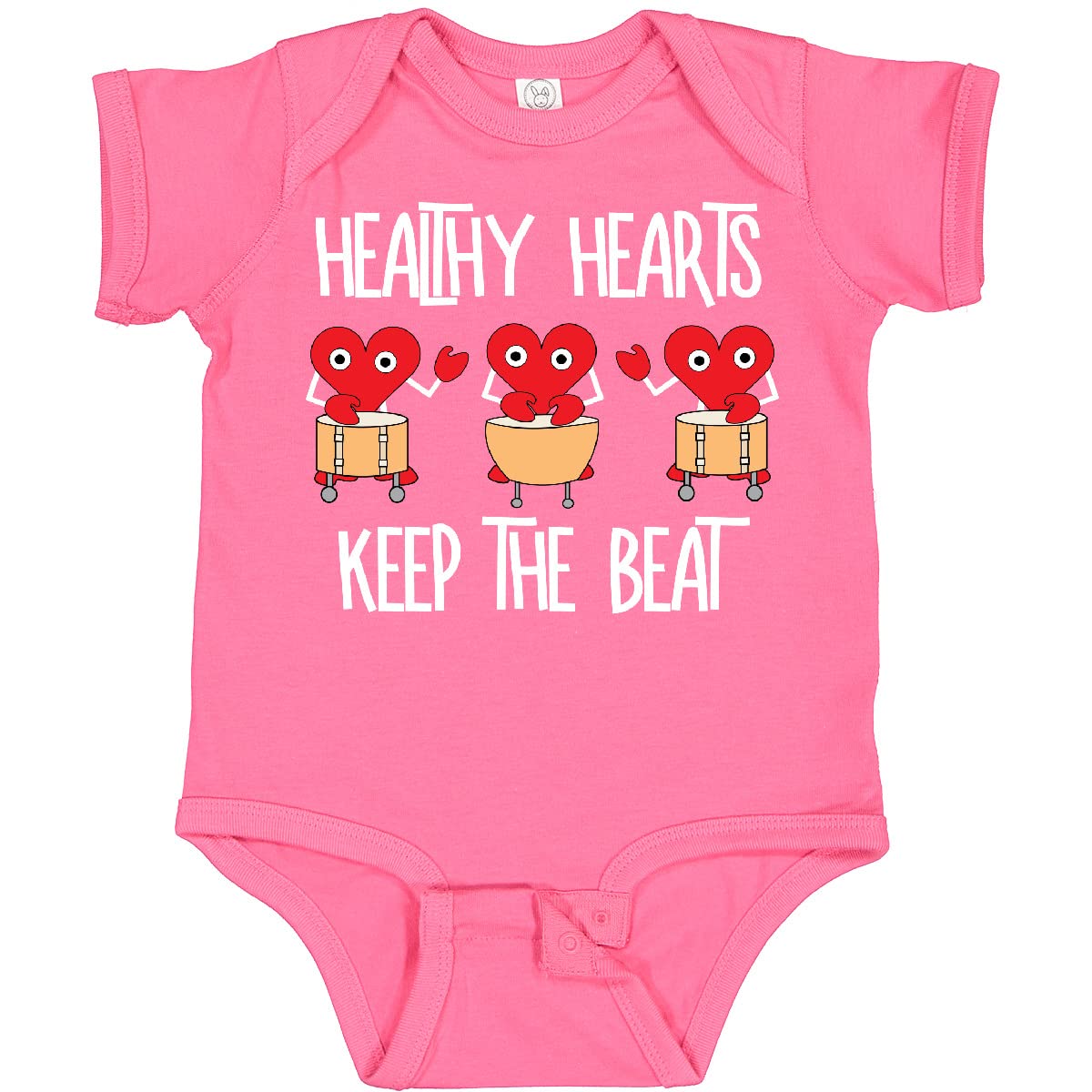Inktastic Healthy Hearts White Text Baby Bodysuit - Cute Organic Cotton Onesie for Newborns & Infants - Perfect for Valentine's Day, Family Photos & Everyday Wear