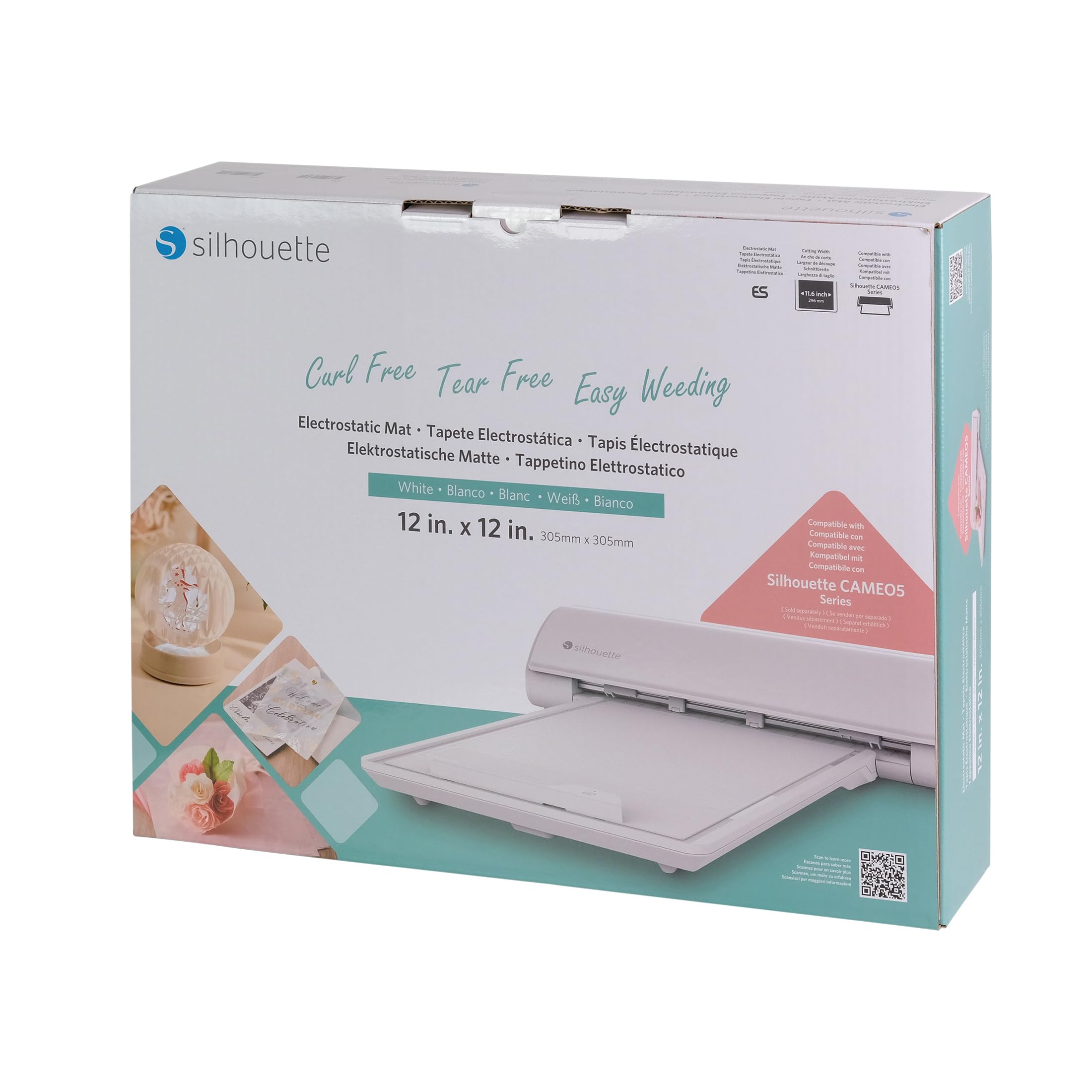 Silhouette Electrostatic Cutting Mat 12x12 White - Compatible with Cameo 5 & Cameo 5 Plus - Perfect for Vinyl, Paper, Cardstock Craft Projects