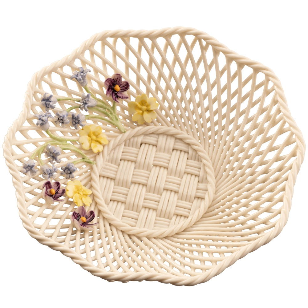 Belleek Classic Wild Irish Hedgerow Spring Basket - Handcrafted Porcelain Home Decor for Easter, Spring Table Centerpiece, Gift for Mother's Day & Housewarming