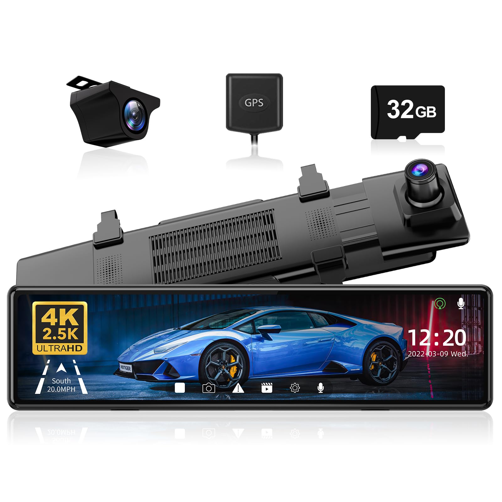 REDTIGER T27 4K Front & 2.5K Rear Mirror Dash Cam - 11