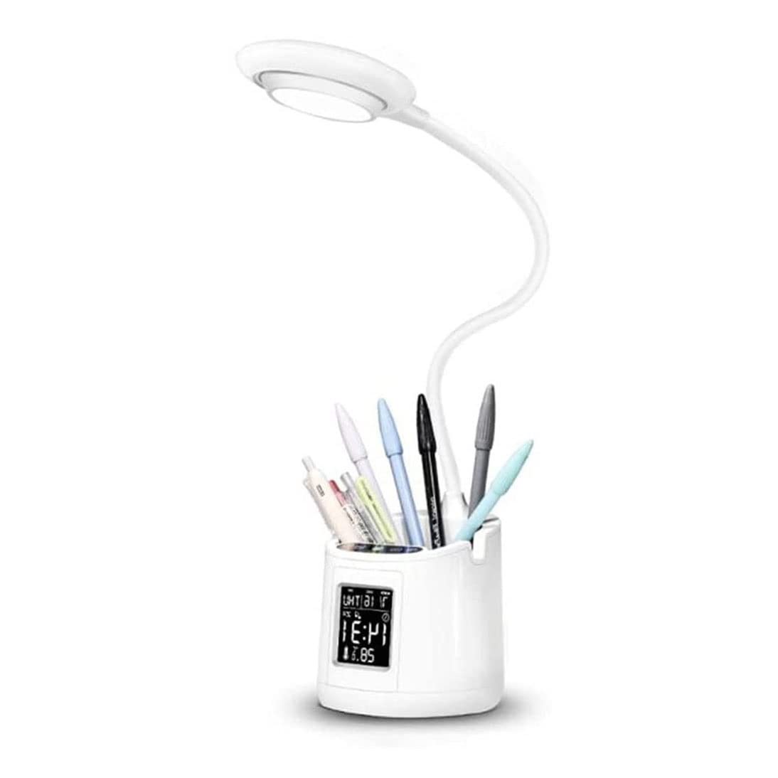 Adjustable Gooseneck Desk Lamp with Alarm Clock - Eye-Caring LED Reading Light for Bedroom, Study & Office - Perfect Night Light for Students & Professionals