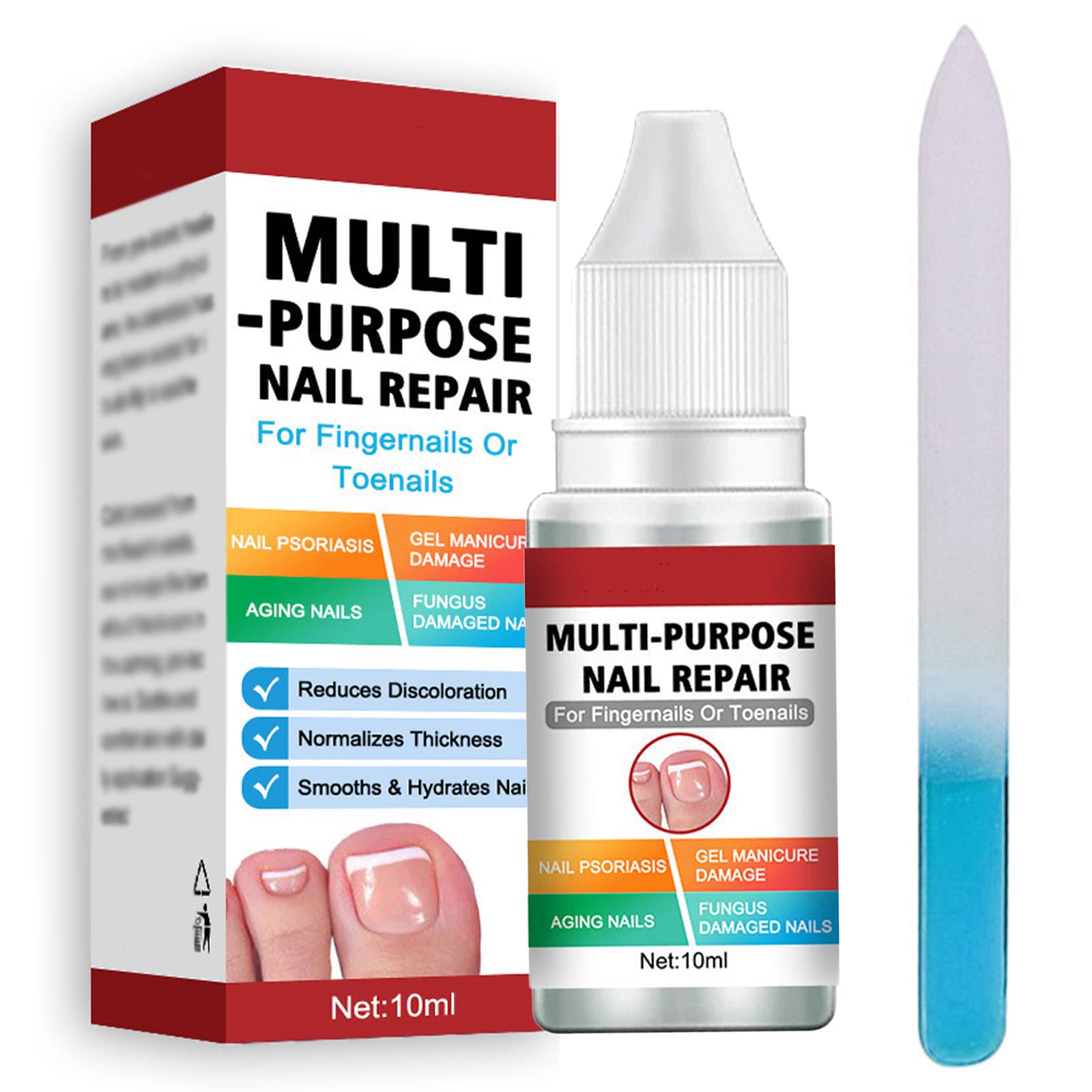 Extra Strong Fungal Nail Treatment for Toenails | Ingrown Toenail Care Oil | Multi-Purpose Nail Repair Solution with Safe Nail File | 10ML | Effective for Athlete's Foot & Nail Fungus | Home Pedicure & Foot Care Essential