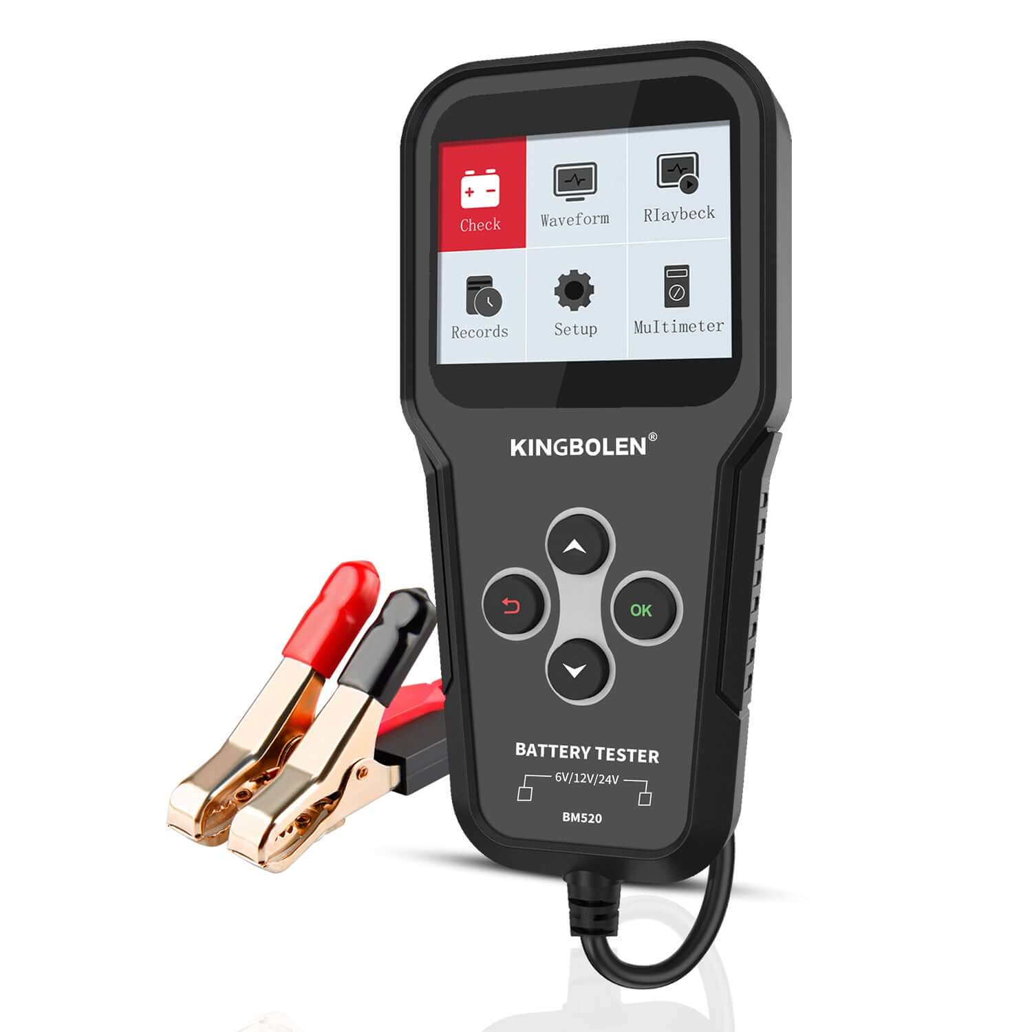 KINGBOLEN® BM520 6V 12V 24V Car Battery Tester - Digital Automotive Battery Analyzer for Cars, Trucks & Motorcycles - Perfect for Home Mechanics & Auto Shops