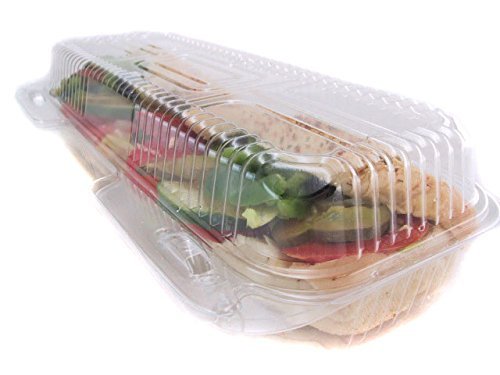 Durable Clear Plastic Hinged Take Out Containers 12x5 Inches - 250 Count PXT350 | Reusable Cookie, Sub & Hoagie Containers for Restaurants, Bakeries & Catering | Perfect for Food Storage, Meal Prep & Party Serving