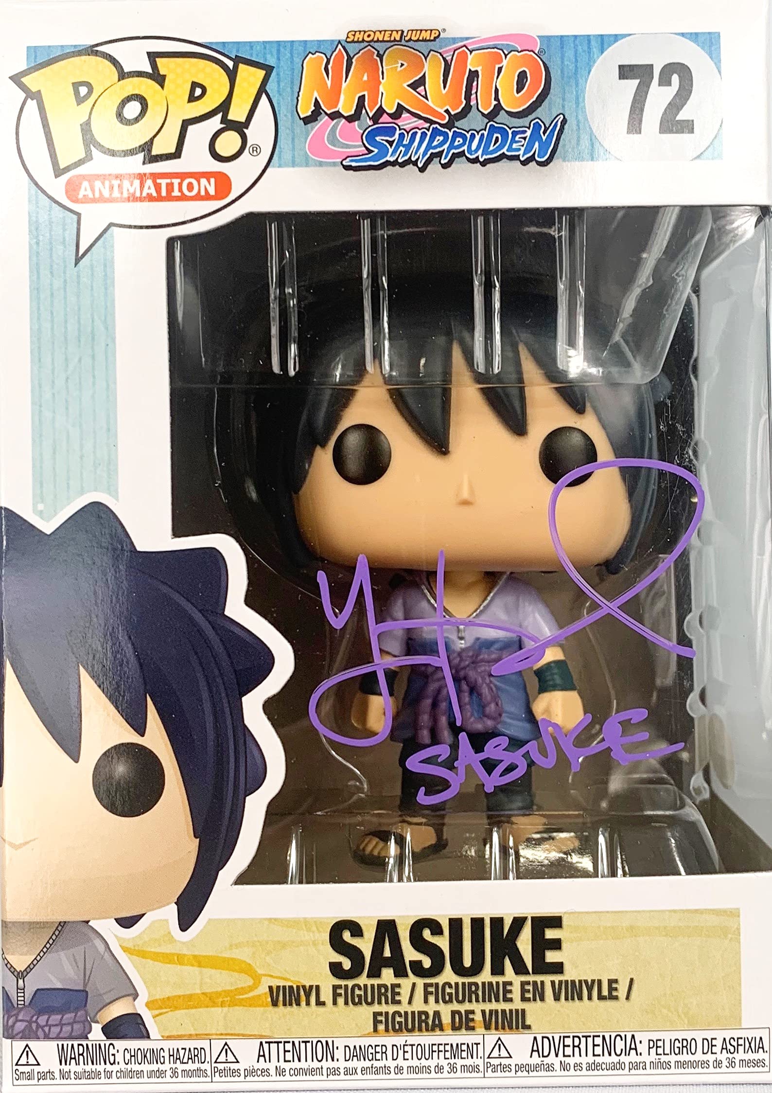 Yuri Lowenthal Autographed Sasuke Funko Pop #72 with JSA COA - Sasuke Uchiha Naruto Collectible for Anime Fans & Gift for Naruto Lovers