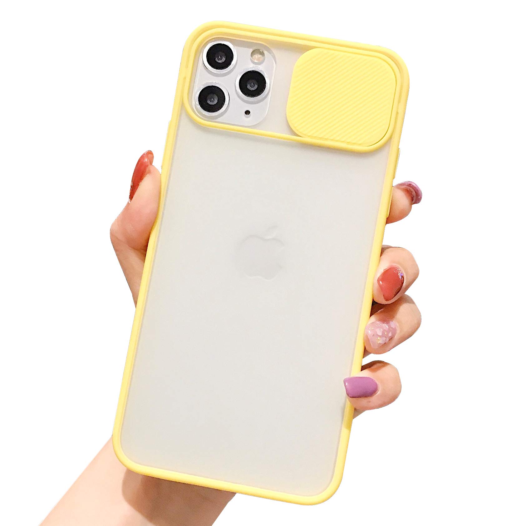Shockproof TPU Phone Case for iPhone 11 Pro - Slide Camera Lens Protection, Matte Transparent Cover (Yellow) | Durable Protection for Everyday Use, Travel & Outdoor Activities