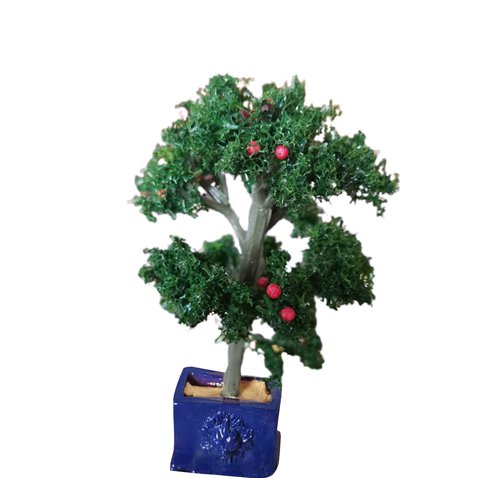 Miniature Blue Potted Plant - Realistic Dollhouse Accessories for Landscape Scenes | Perfect for DIY Dollhouse, Fairy Garden & Model Train Displays
