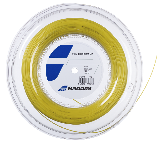 Babolat RPM Hurricane 17/1.25 Tennis String Reel - 660ft Yellow Polyester String for Tennis Rackets | Perfect for Competitive Play & Stringing Professionals