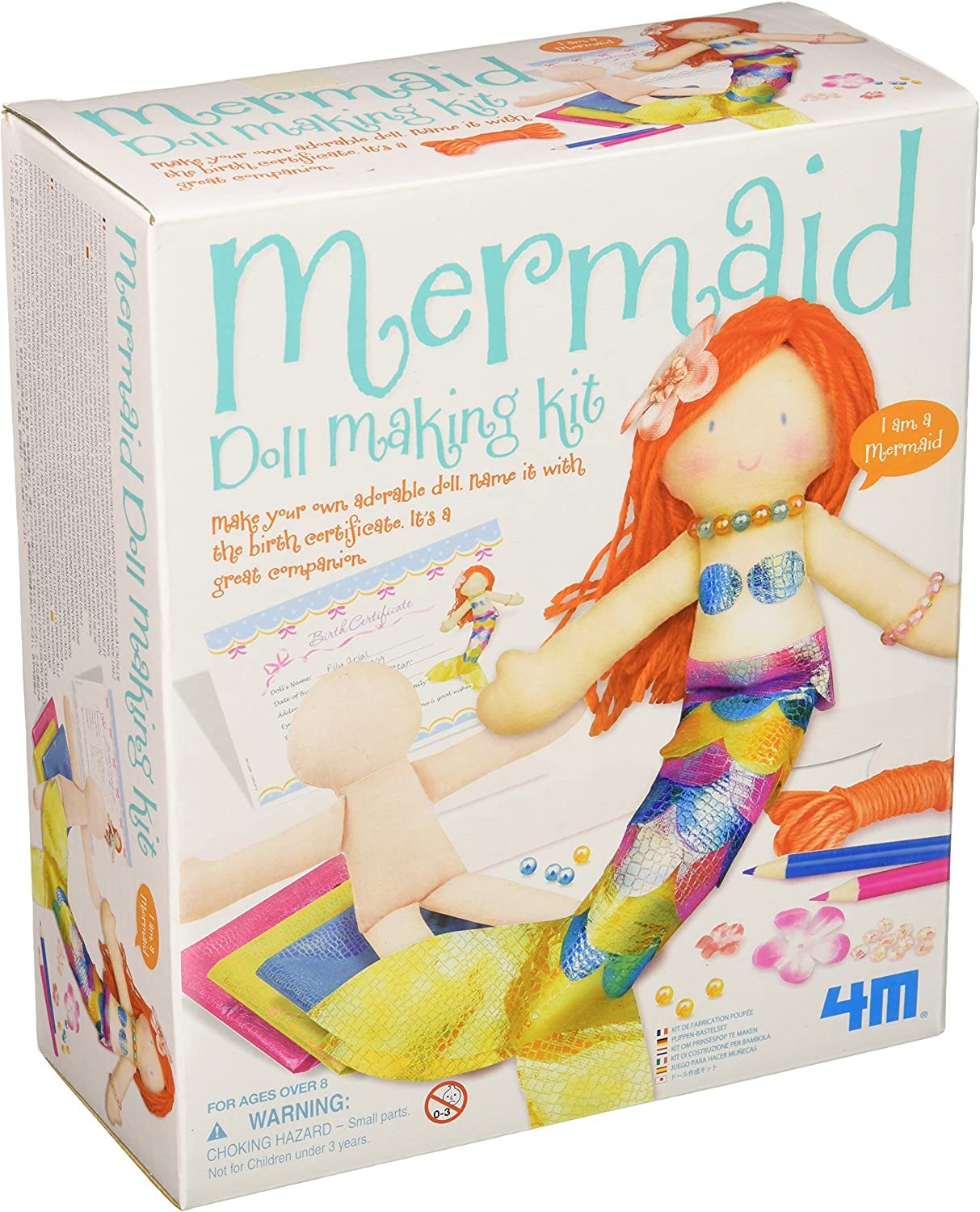4M Mermaid Doll Making Kit - DIY Craft Kit for Kids, Creative Arts & Crafts Toy, Fun Birthday Gift for Girls Ages 5+ - Perfect for Parties, Rainy Day Activities & Creative Play