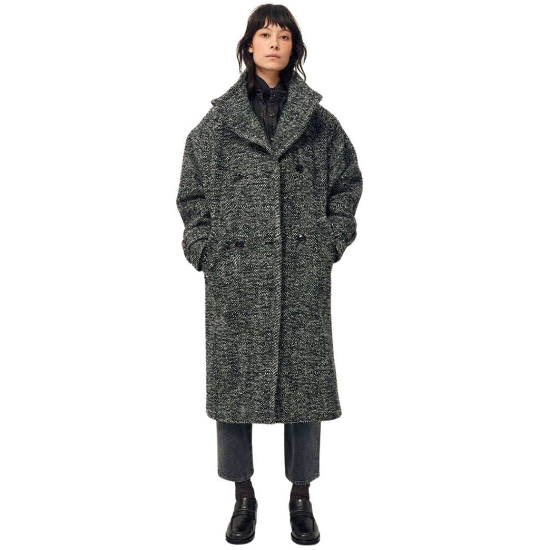 Bleecker Street Coat for Women - Classic White & Black Winter Jacket - Warm & Stylish Outerwear for Casual Outings & Office Wear