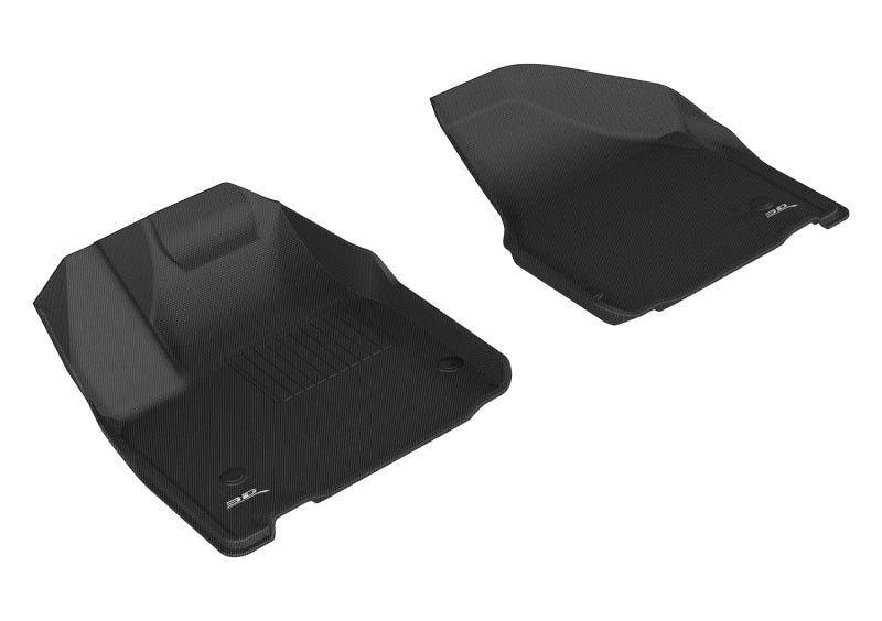 3D MAXpider Custom Fit Floor Mats for 2017-2020 Chrysler Pacifica & Voyager - 1st Row All-Weather Kagu Black Car Mats | Perfect for Family Road Trips & Daily Commutes