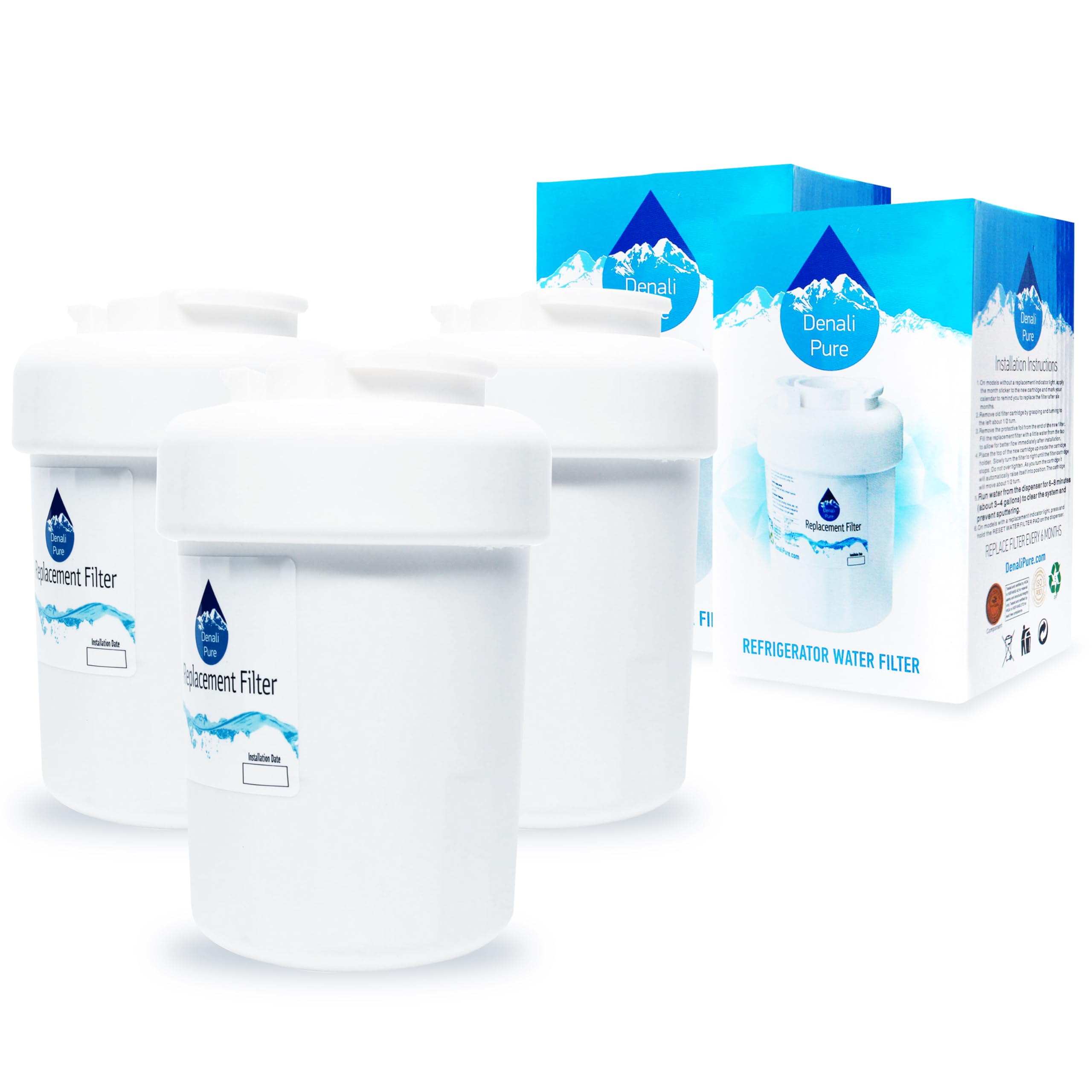 3-Pack GE GSS25VFPAWW Refrigerator Water Filter Replacement - Compatible with GE MWF & MWFP Fridge Water Filters | Pure Drinking Water for Home & Office Use