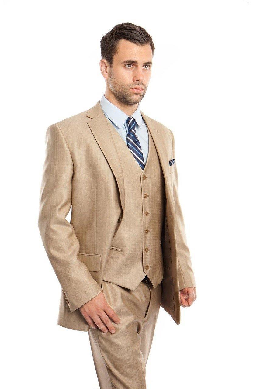 TAZIO COLLECTION Men's Stone Textured 3-Piece Suit Set | Premium Business Formal Wear for Weddings, Office & Special Occasions