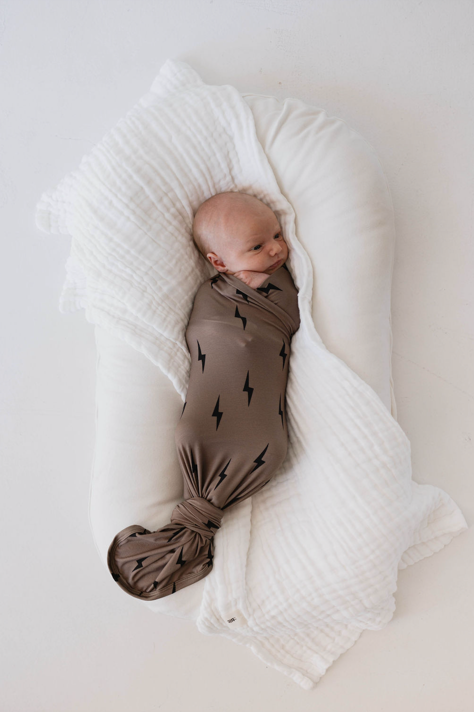 Organic Bamboo Baby Swaddle Blanket - Soft Black & Brown Lightning Bolt Design for Newborns - Perfect for Swaddling, Nursing, and Photo Shoots