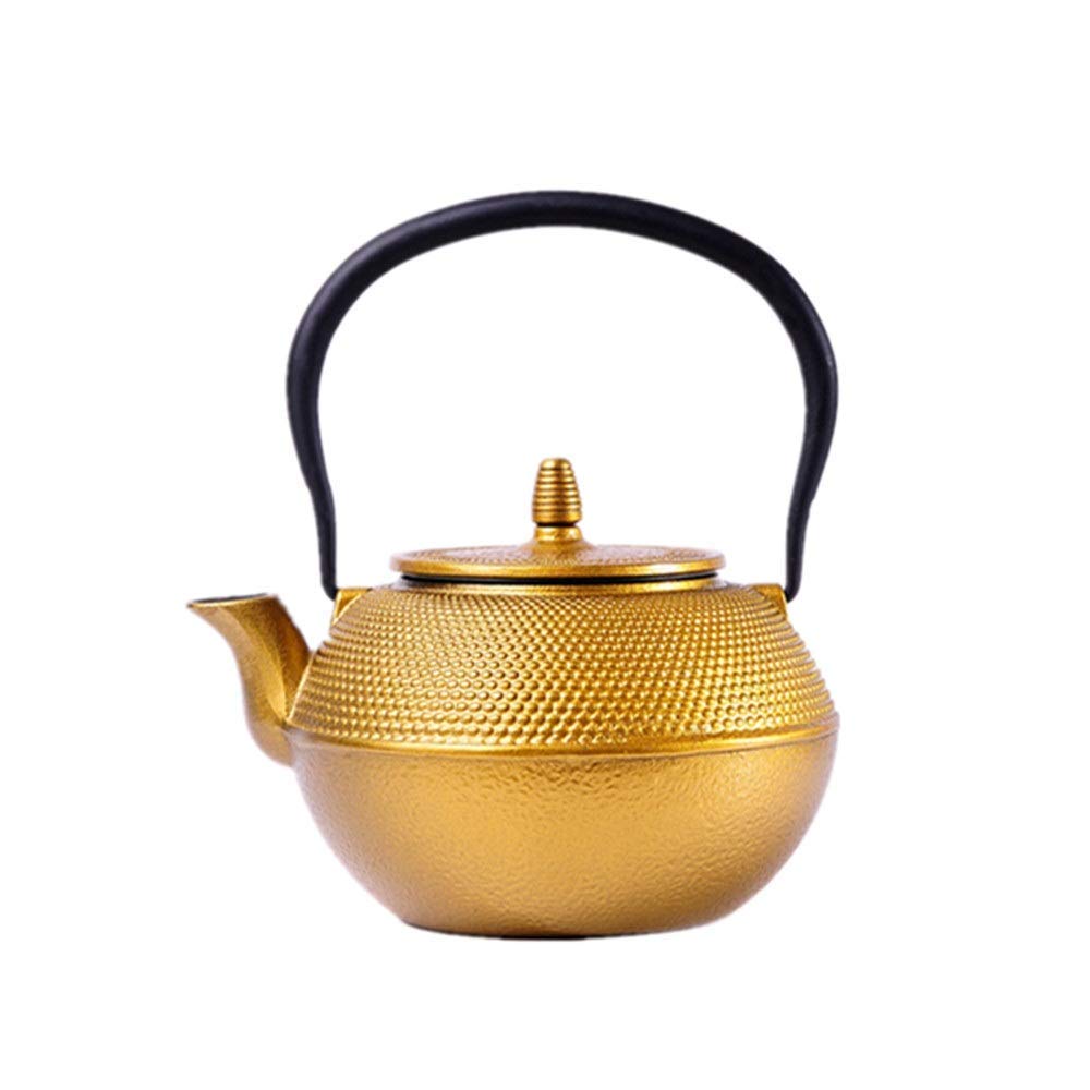 AWJ 1200ml Cast Iron Teapot with Infuser - Traditional Chinese Style Kettle for Green Tea & Tea Bags - Golden Particle Design for Restaurants, Meeting Rooms & Home Tea Ceremonies