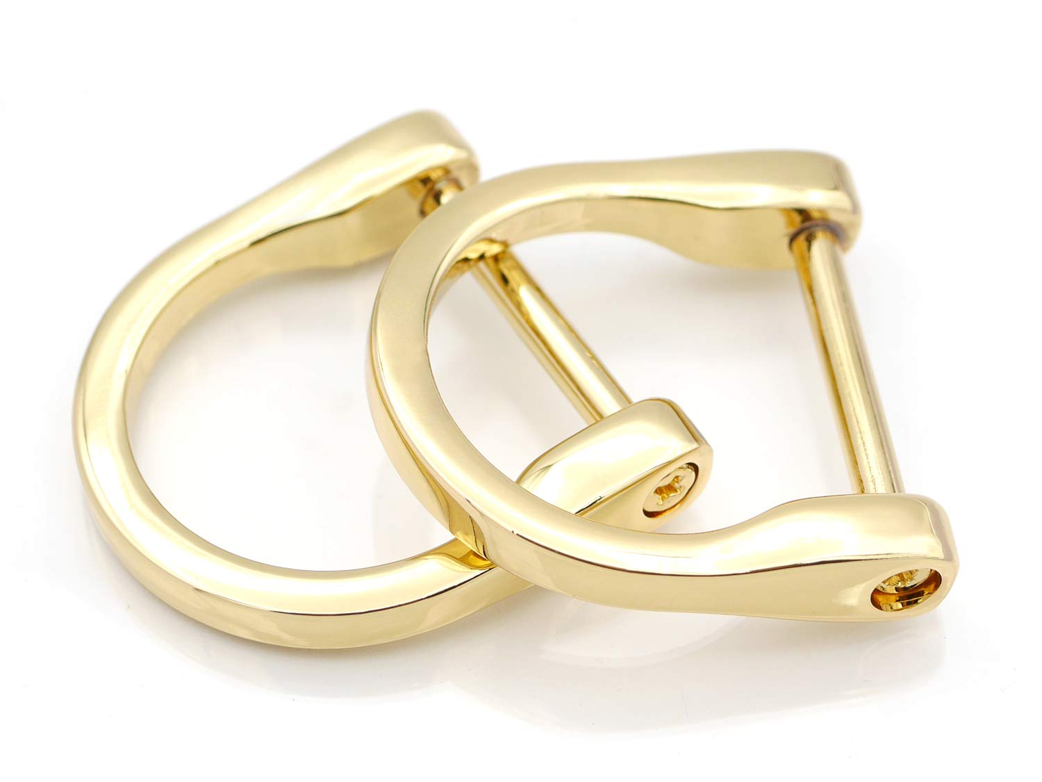 CRAFTMEMORE 4-Pack Gold D-Rings Screw-In Shackle Horseshoe U-Shape D Rings for DIY Leather Craft, Key Holder, Purse Accessories - Fits 1 Inch Straps | Perfect for Handmade Bags, Keychains & Fashion Accessories