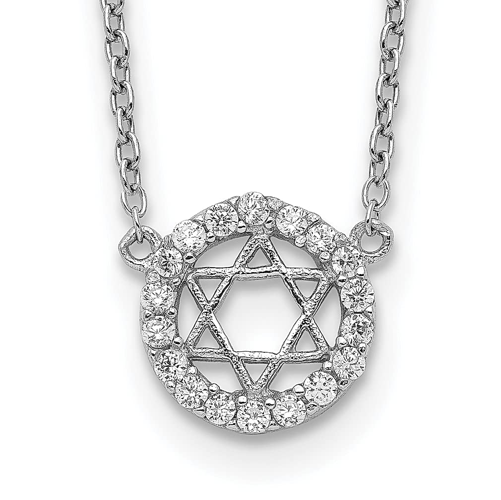 925 Sterling Silver Star of David Pendant Necklace with Cubic Zirconia - 2 Inch Extension Chain - Religious Jewish Jewelry for Women - Perfect Gift for Her - Ideal for Hanukkah, Bat Mitzvah & Everyday Wear