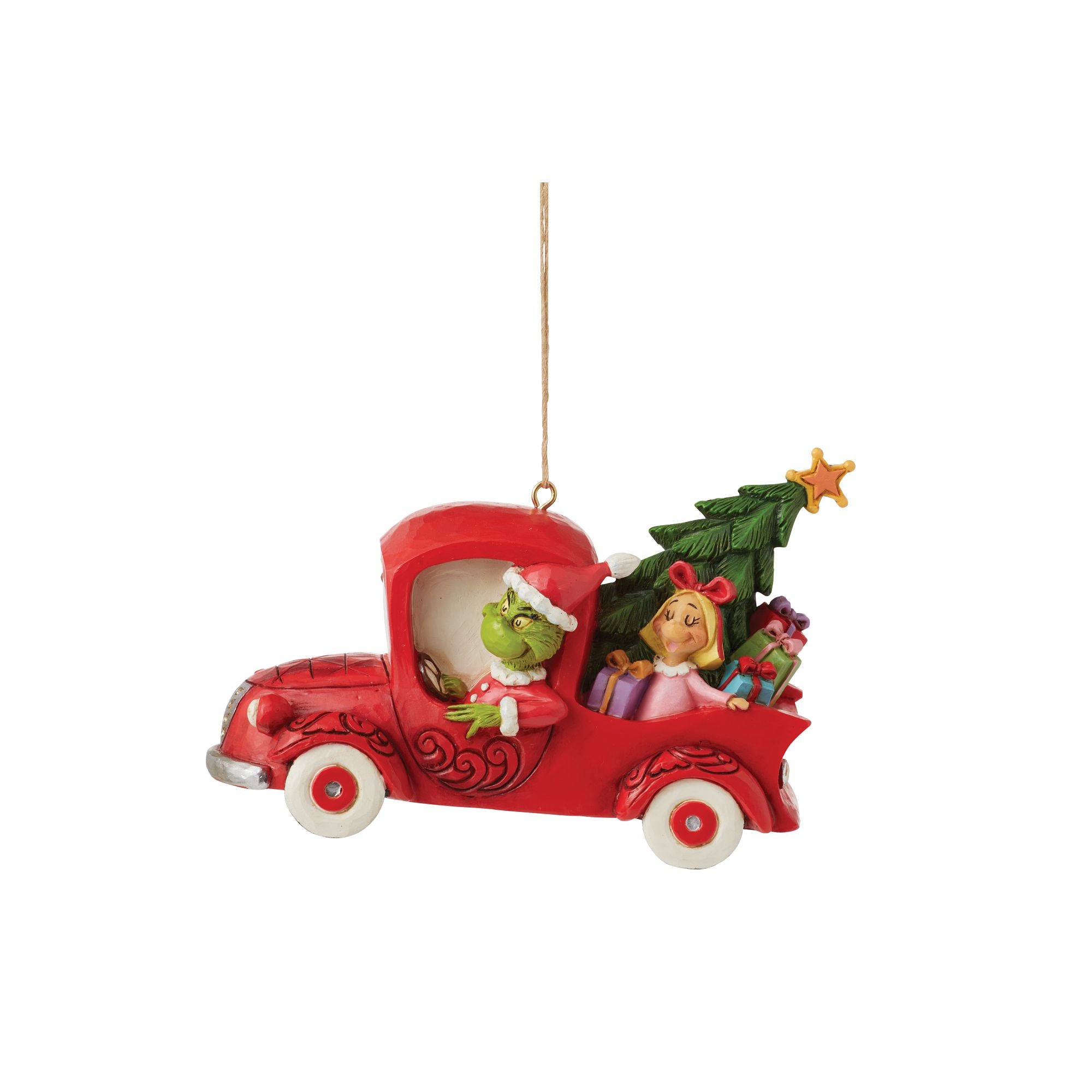 Christmas Grinch in Red Truck Ornament - Festive Holiday Decor for Tree, Home & Gifts