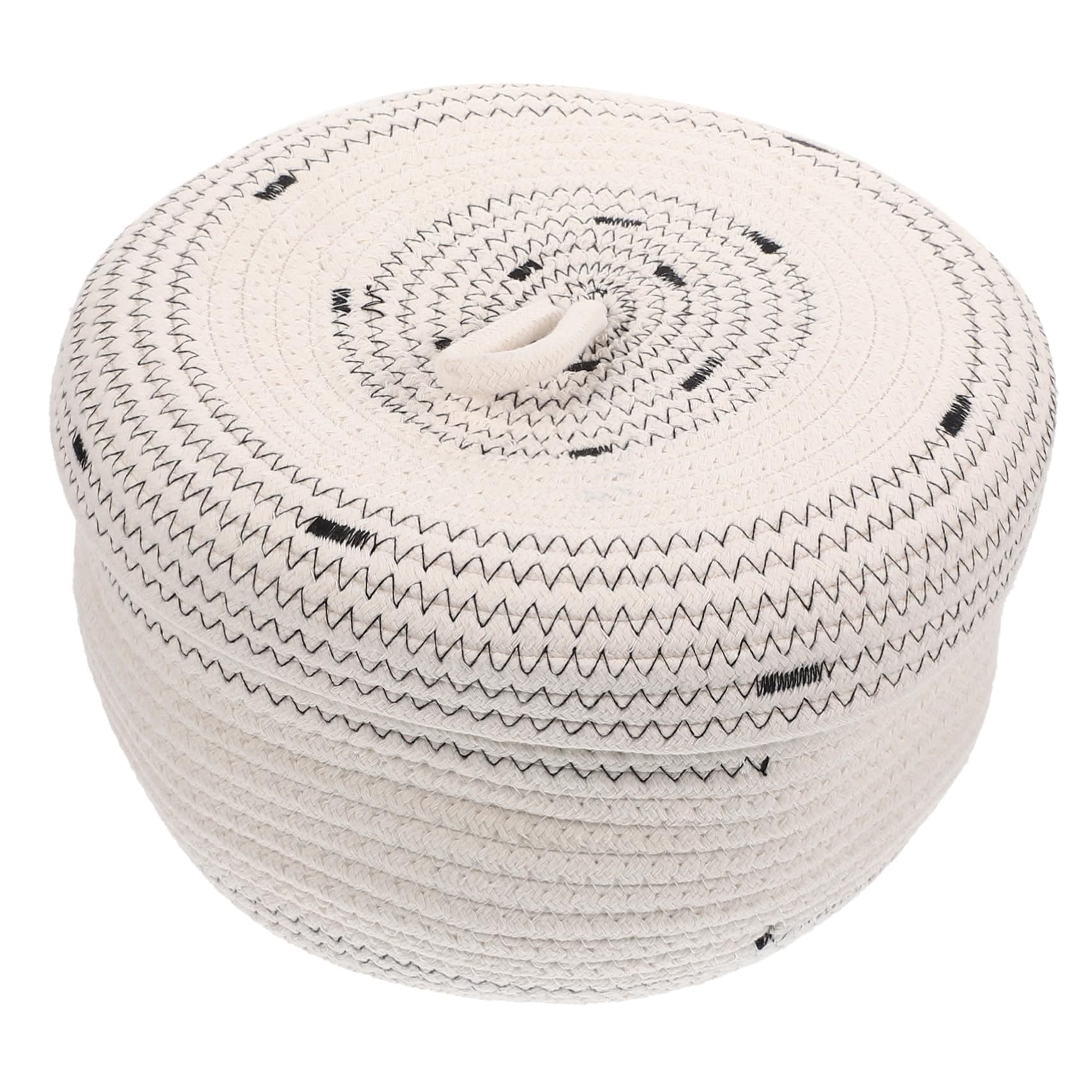 Round Rope Lidded Woven Storage Basket - Small Decorative Woven Basket with Lid for Keys, Glasses & Jewelry - Perfect for Home Organization, Bathroom Storage & Bedroom Decor