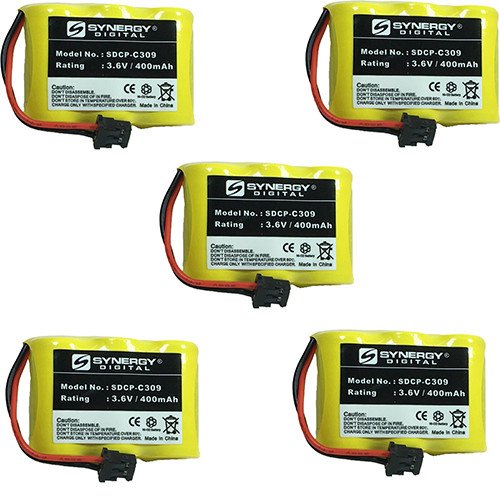 Synergy Digital Rechargeable Ni-CD 3.6V 400mAh Cordless Phone Batteries - 5 Pack | Compatible with Panasonic KX-T3080 | Long-Lasting Power for Home & Office Phones | Perfect Replacement Battery for Cordless Handsets