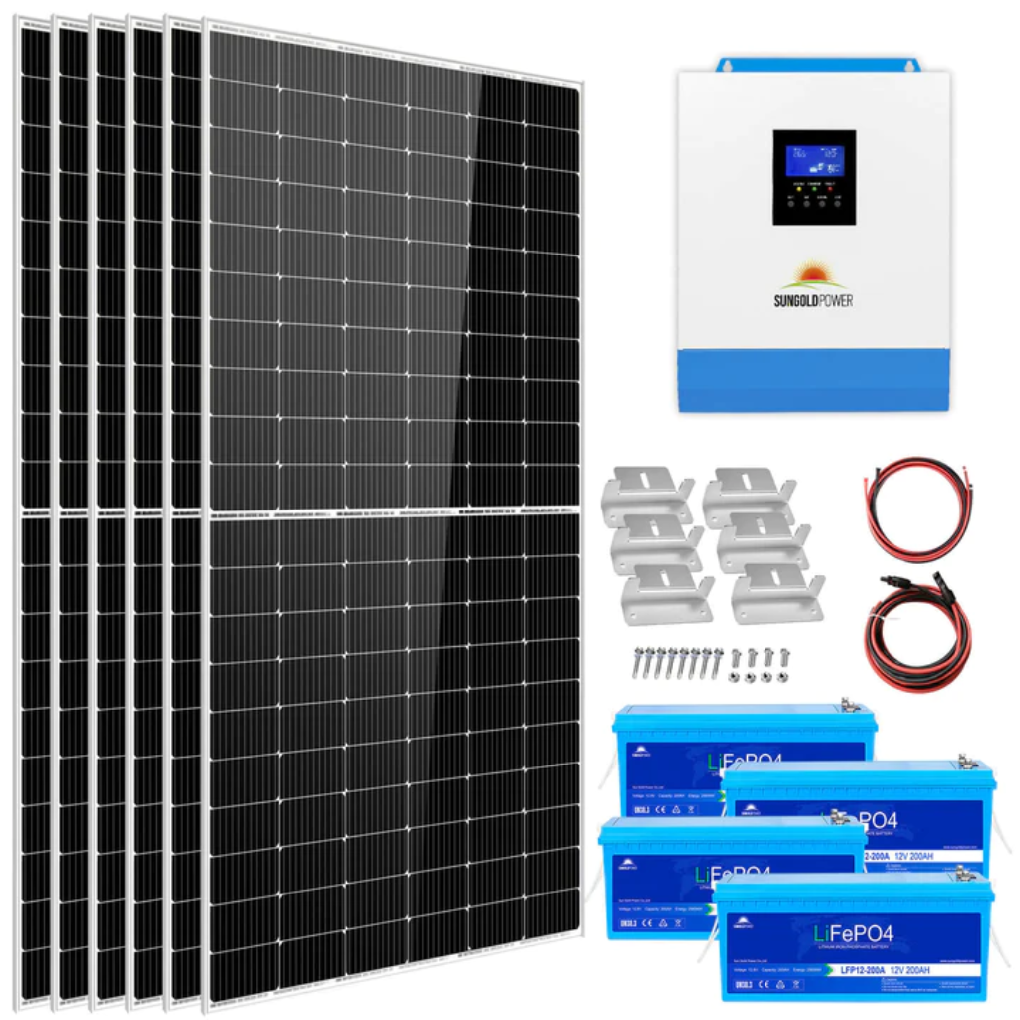 SunGoldPower 5000W 48V Solar Kit with 10.24KWH Lithium Battery & 2700W Solar Panels | 120V Output for Home Backup Power, Off-Grid Living & Emergency Power Supply (Model SGK 5PRO)