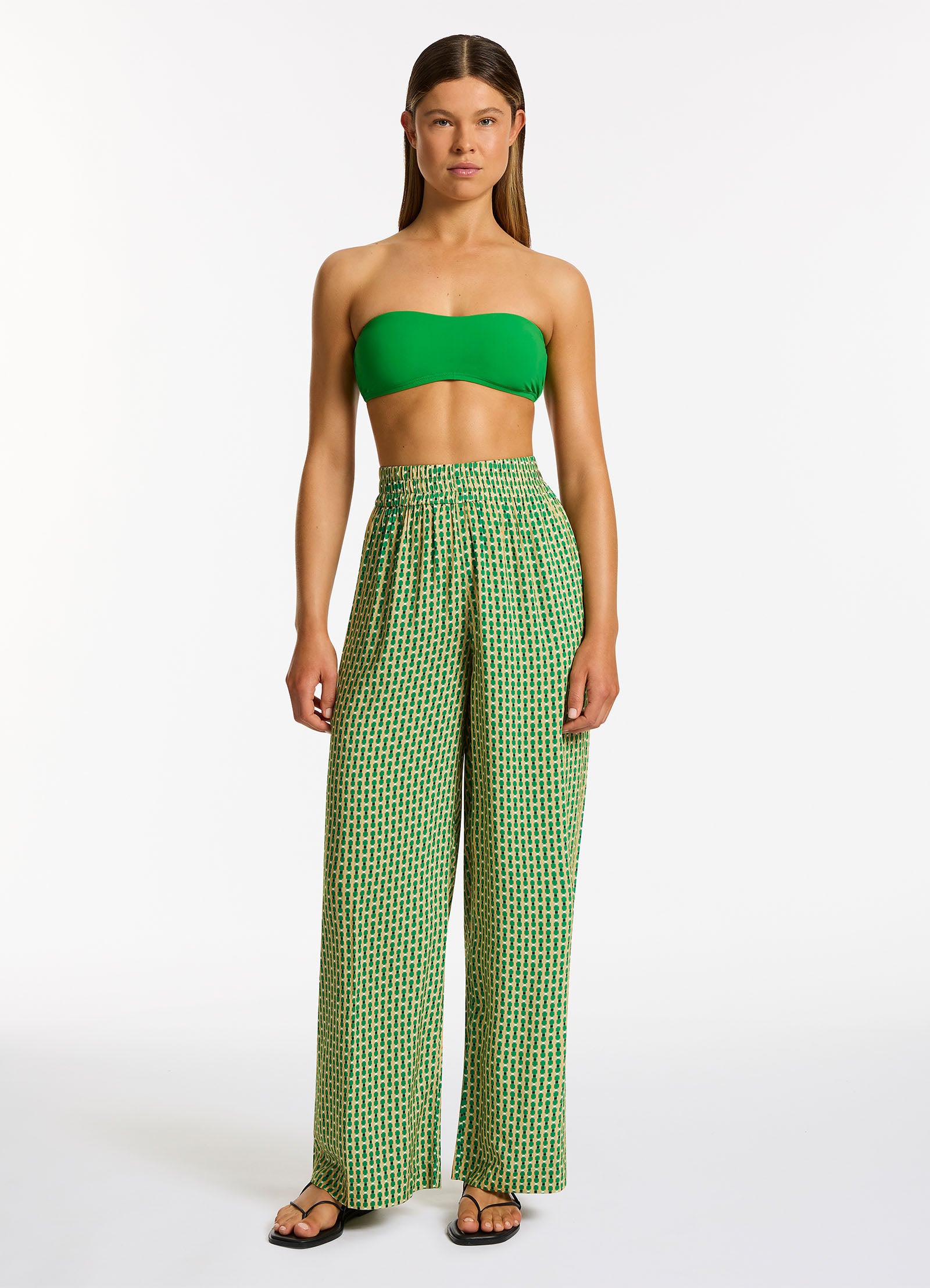 Mattala Geo Wide Leg Pants for Women - Floral Print High Waisted Palazzo Trousers - Comfortable Stretchy Fabric for Work, Travel & Casual Outfits