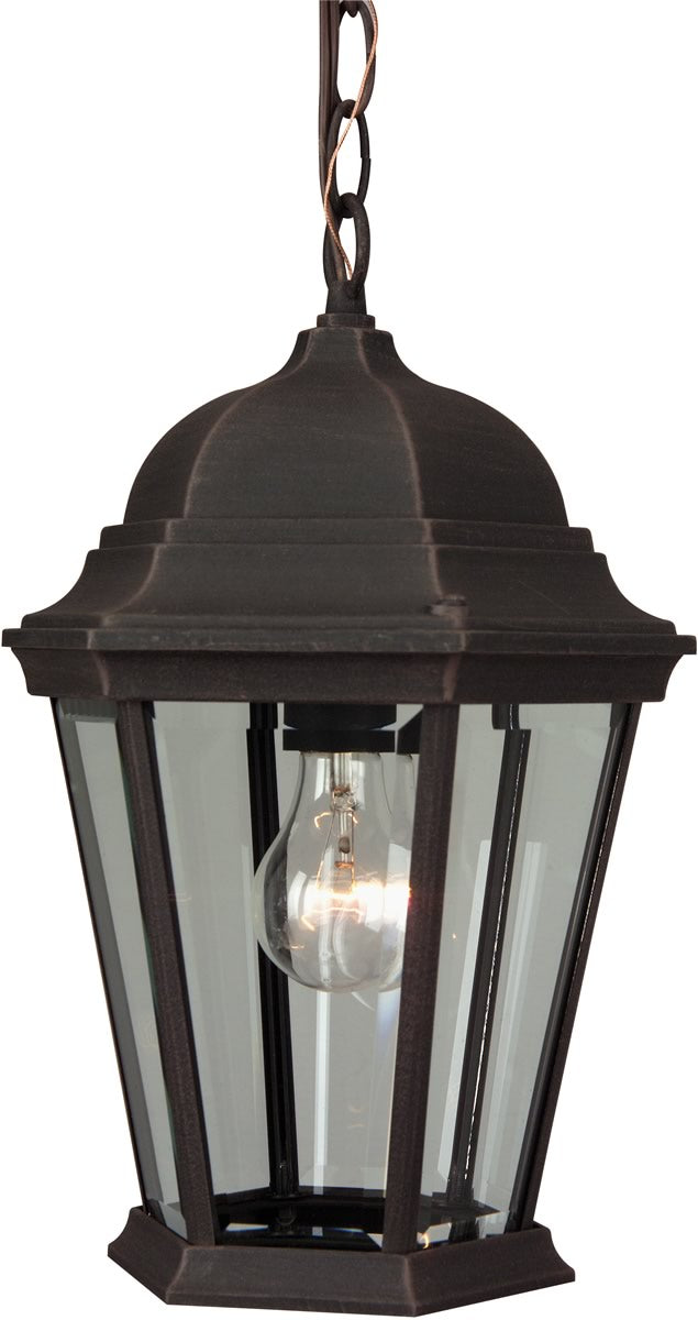 10W Straight Glass 1 Light Outdoor Pendant Rust - Weatherproof Rustic Hanging Light Fixture for Porch, Patio, Deck & Garden Lighting