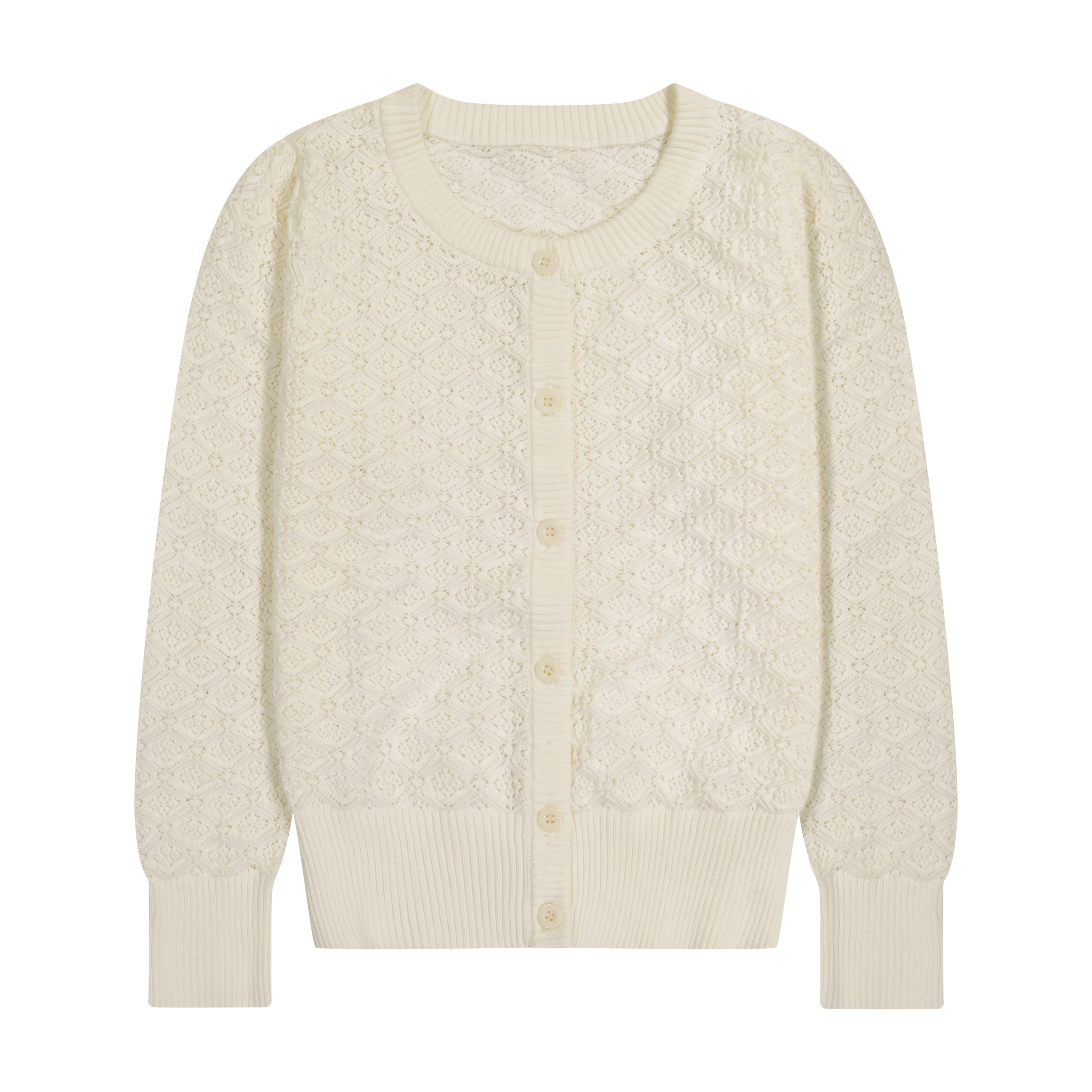 Mia Classic Cotton Lace Cardigan Sweater for Women - Soft Cream Knit Open Front Cover Up - Perfect for Spring, Fall & Layering Outfits