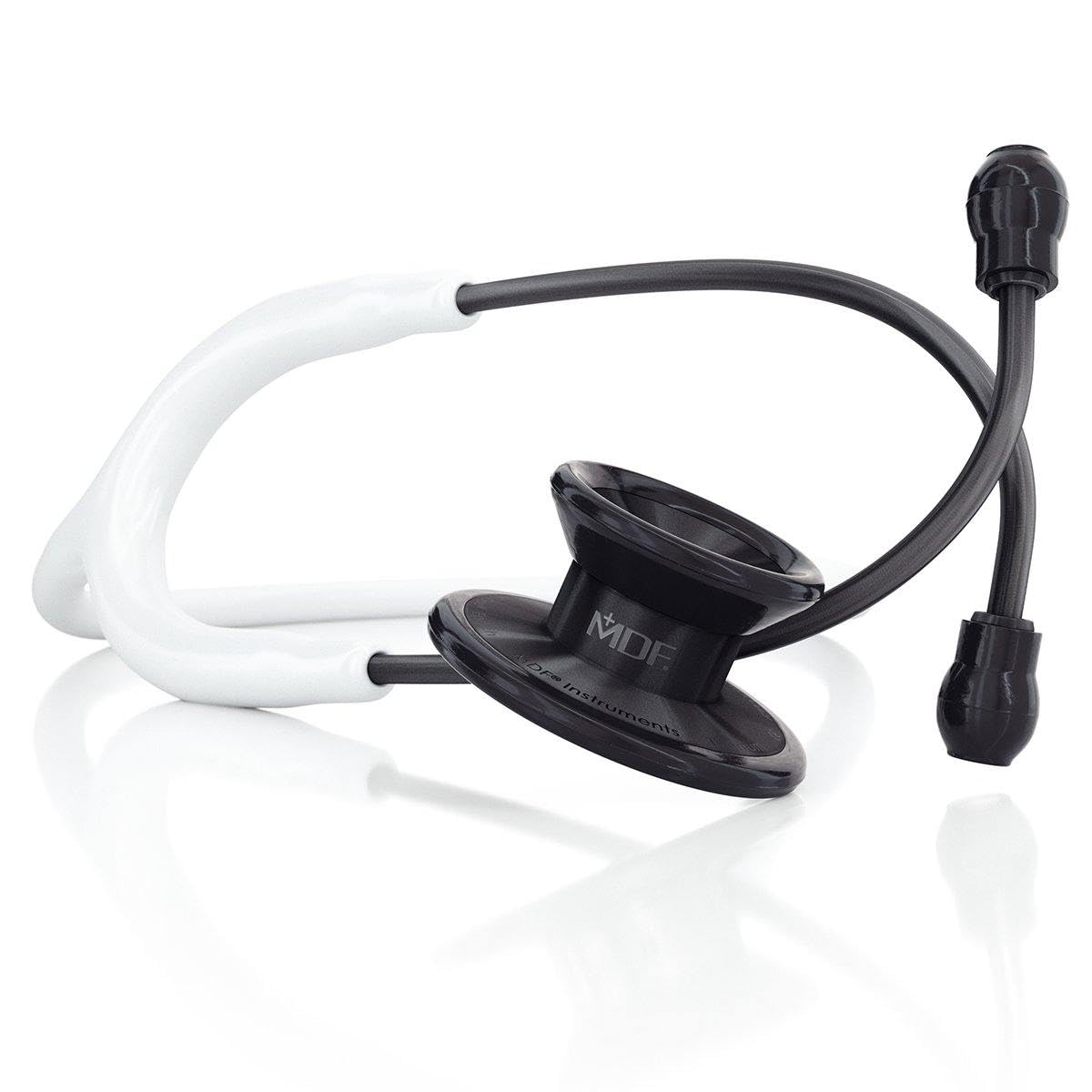MDF Instruments MD One Epoch Lightweight Titanium Stethoscope for Adults - Free Lifetime Parts - White Tube with Blackout Chestpiece & Headset (MDF777TBO29) - Ideal for Medical Professionals, Nurses, and Students in Clinical Settings