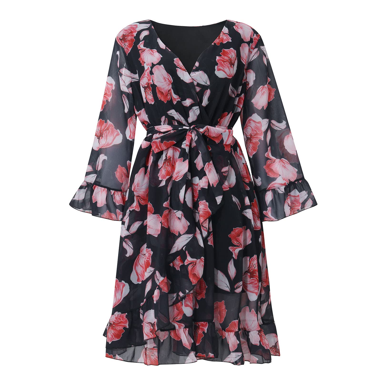 Women's Floral Wrap Maxi Dress - Slim Fit Casual Summer Dress for Women, Bridesmaid, Party & Vacation | Elegant T-Shirt Style Midi Dress for Beach, Wedding & Daily Wear