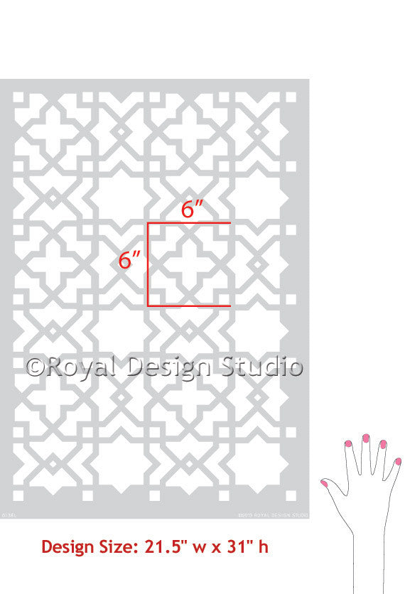 Tangier Lattice Moroccan Wall Stencil - DIY Home Decor for Living Room, Bedroom & Nursery - Arabic Geometric Pattern Painting Template for Walls & Furniture