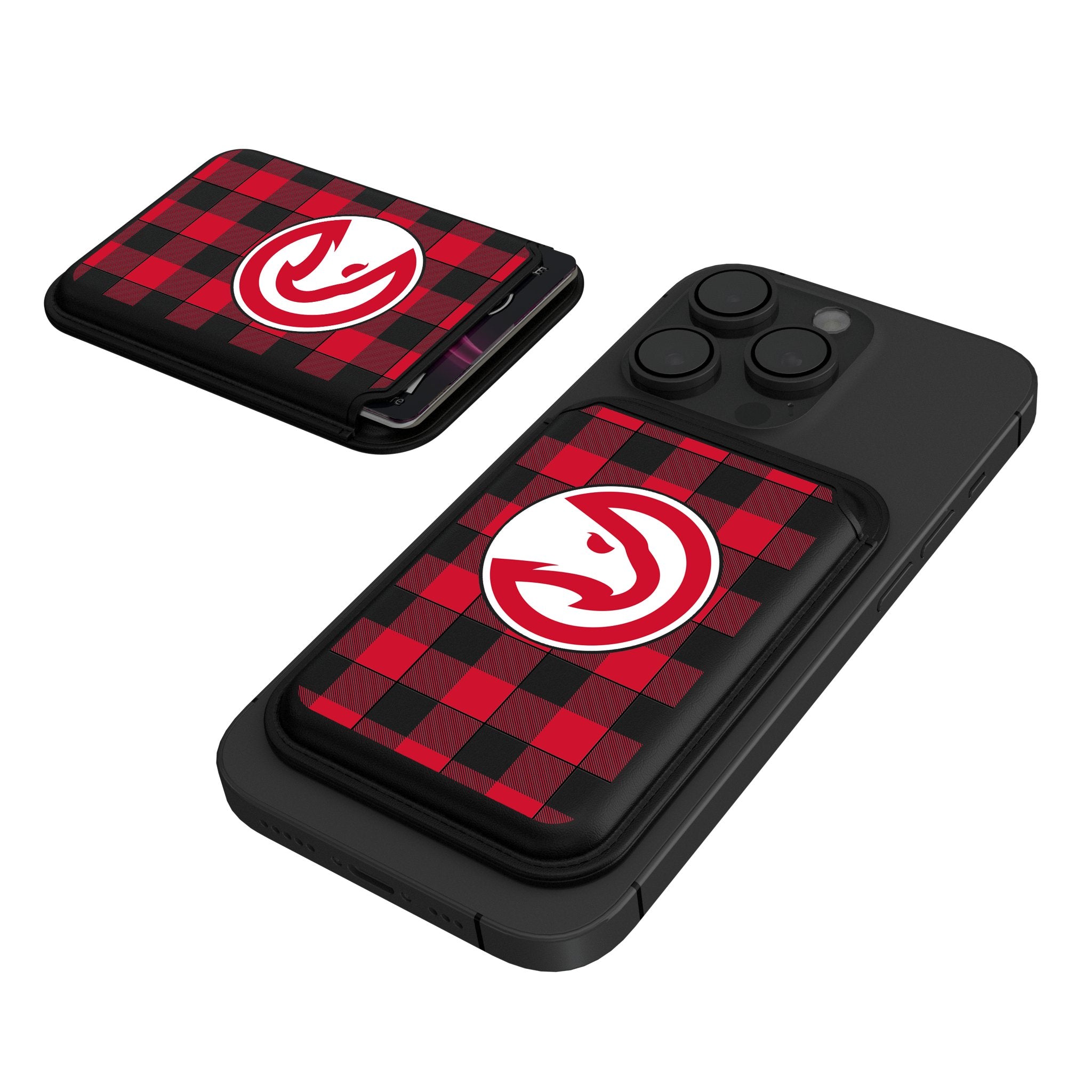 Atlanta Hawks Plaid Black Magnetic Credit Card Holder Wallet - Perfect for NBA Fans, Game Day & Everyday Use