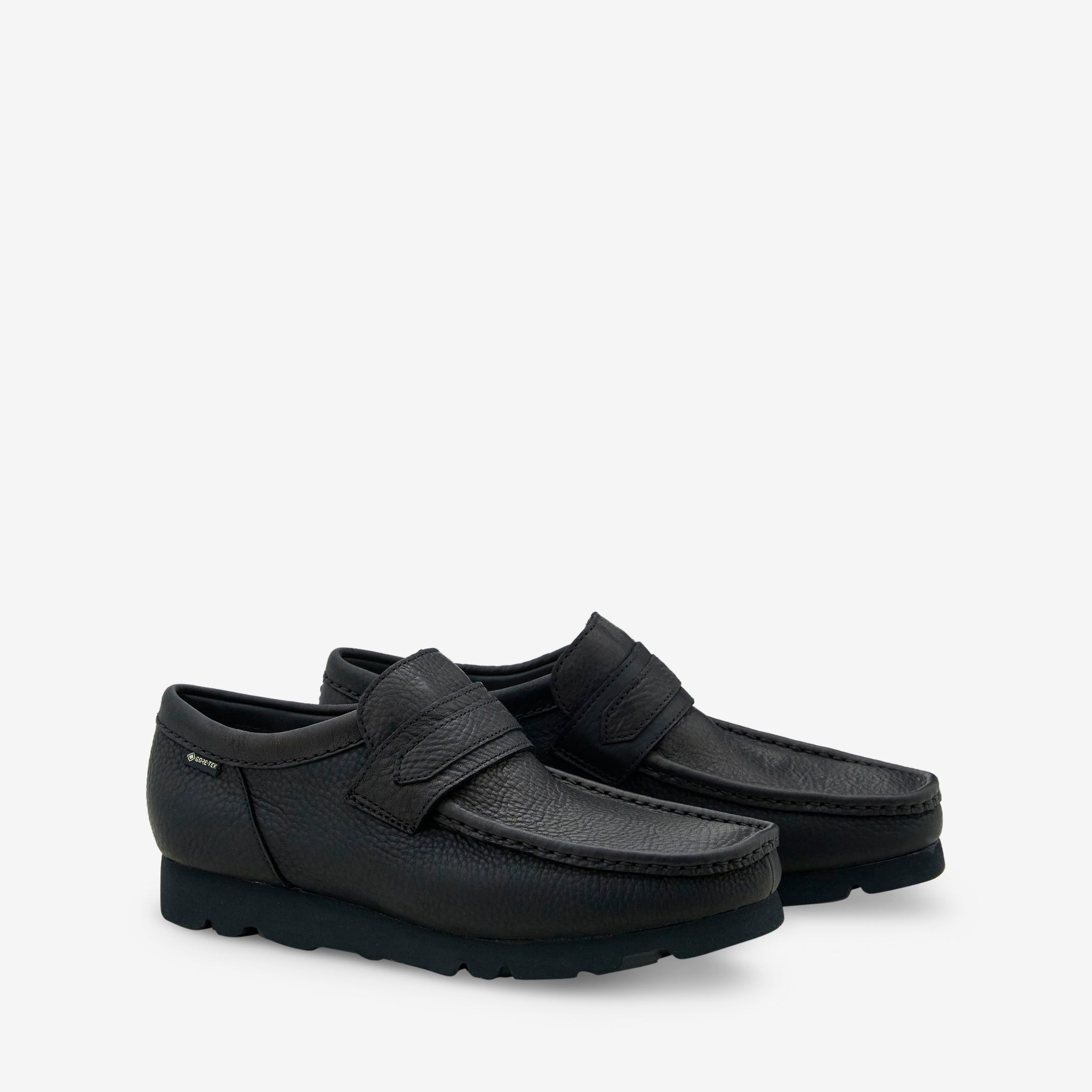 Wallabee Loafer GTX Black Leather Shoes for Men - Waterproof Comfortable Slip-On Loafers for Casual & Business Wear