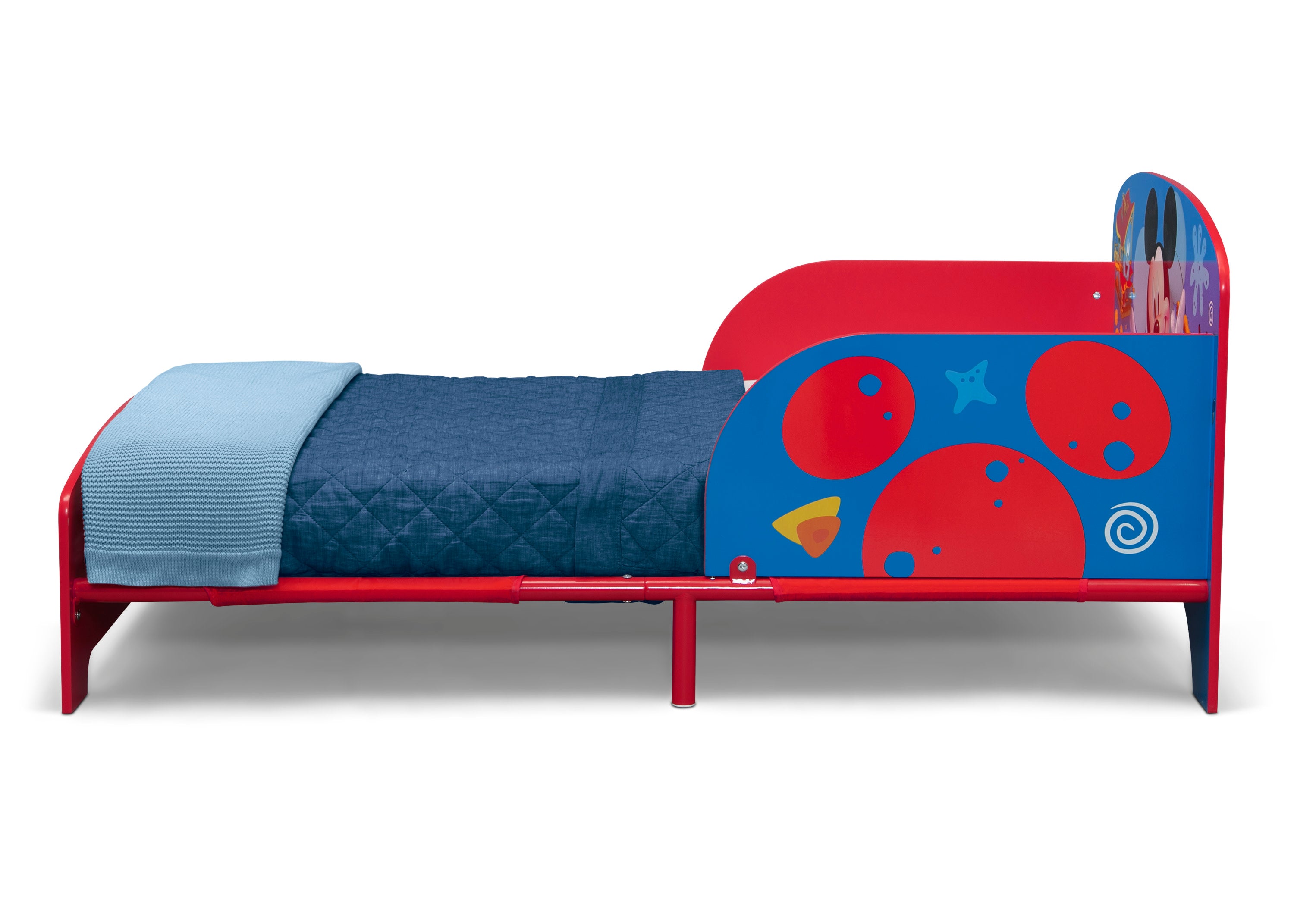 Disney Mickey Mouse Themed Wooden & Metal Toddler Bed - Safe & Sturdy Kids Furniture for Nursery, Bedroom, or Playroom Decor