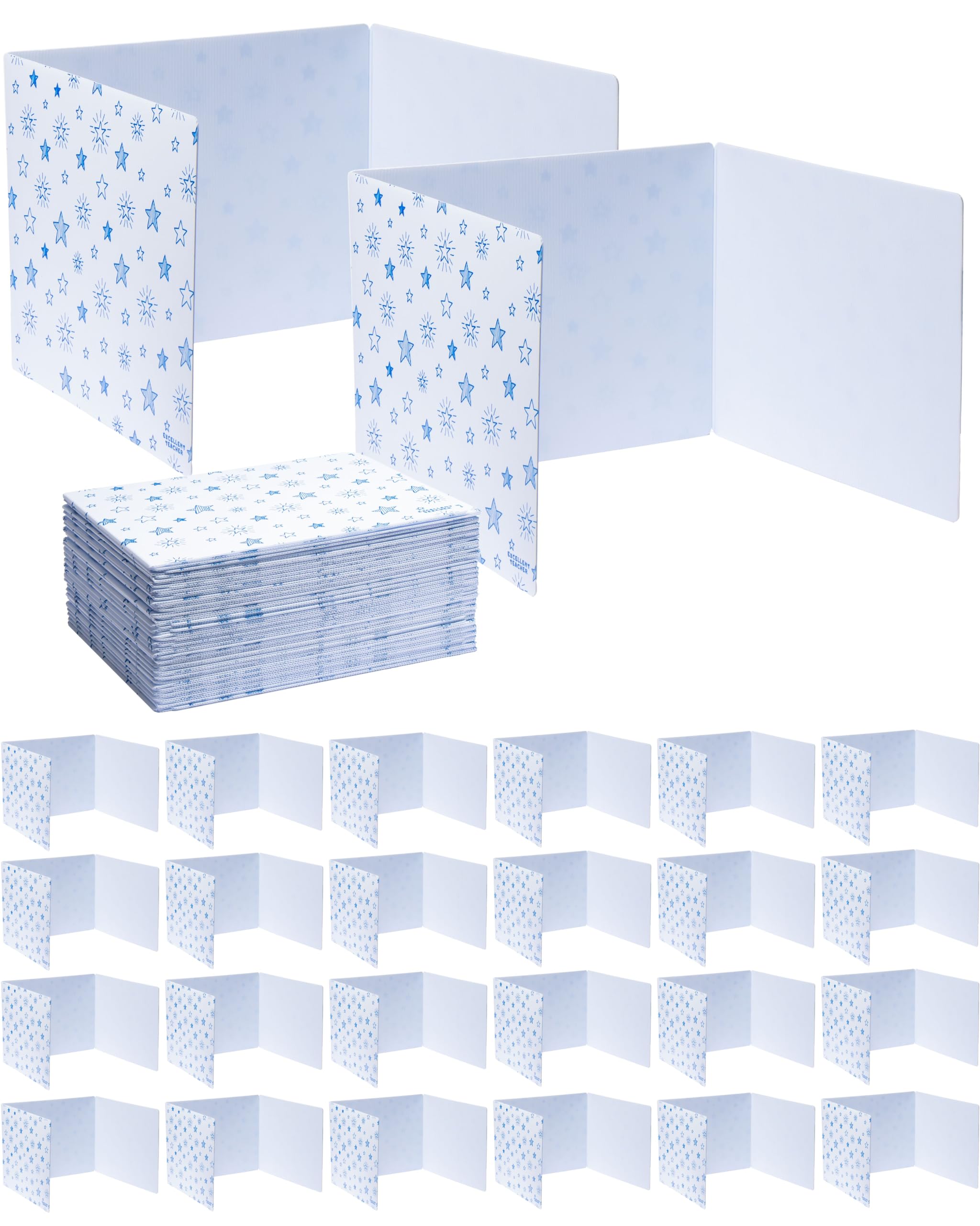 26-Pack Super Stars Privacy Folders - Durable Waterproof Classroom Dividers for Students | Study & Test Focus
