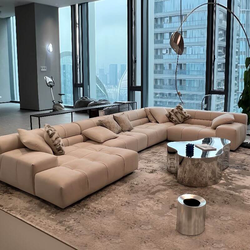 6-Person L-Shaped Reclining Sofa with Right Chaise - Perfect for Living Room, Home Theater & Family Gatherings