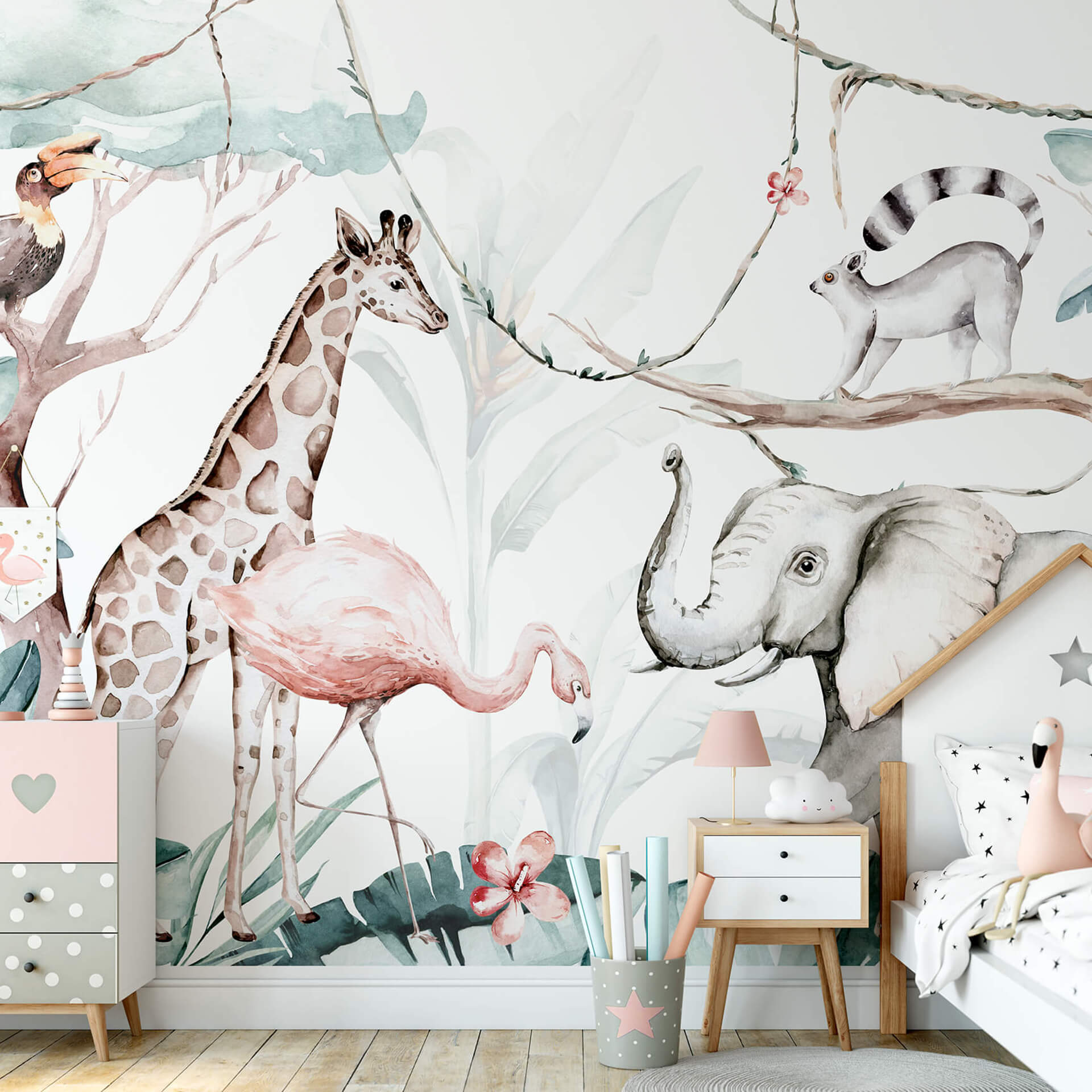 Jungle Animal Friends Wall Mural 5523 - Vibrant Wildlife Decal for Kids Room, Nursery & Playroom Decor - Perfect for Jungle Theme Bedrooms & Play Areas