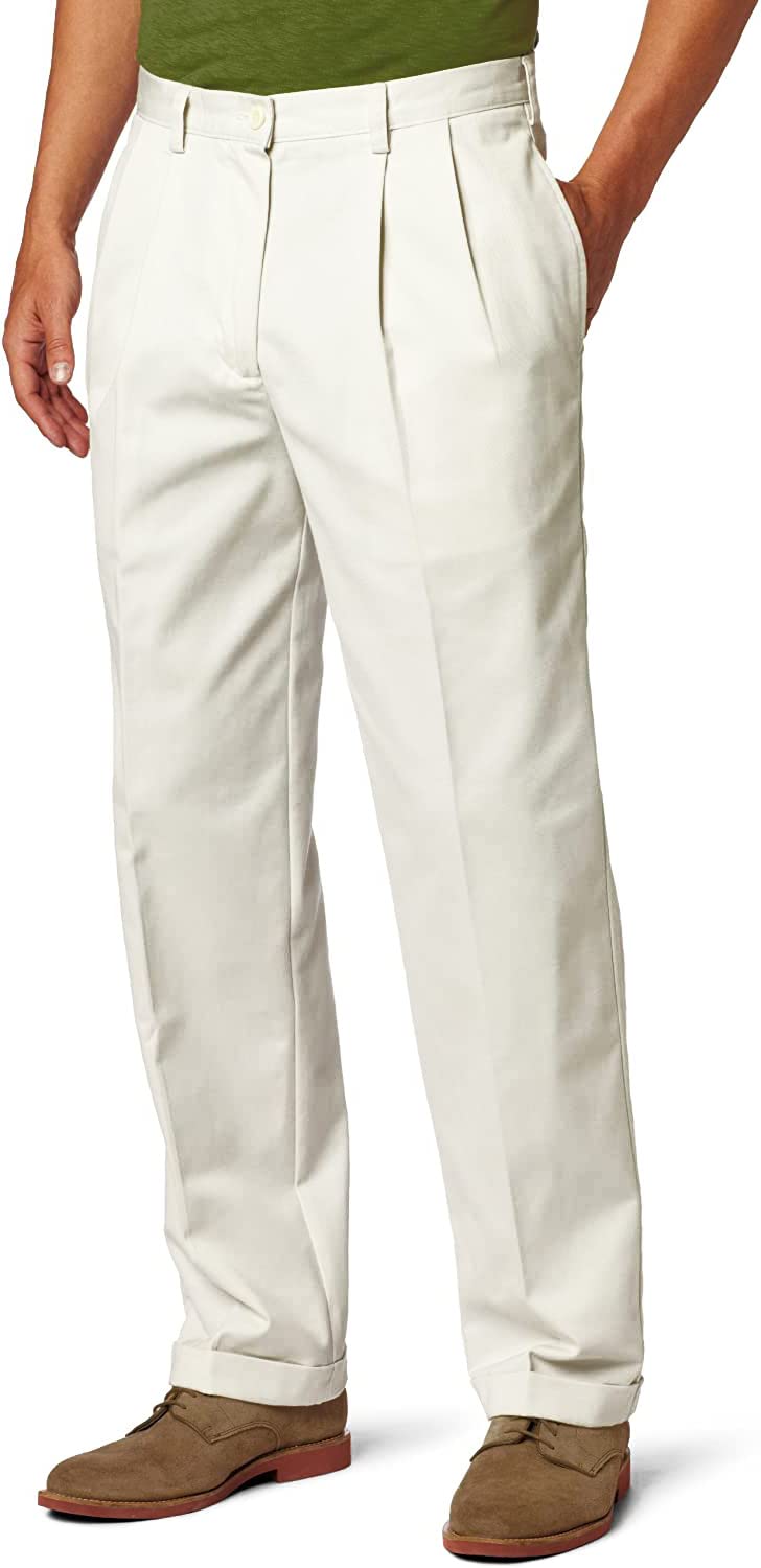 IZOD Men's Big & Tall American Chino Double Pleated Dress Pants - Comfortable Office & Casual Wear for Plus Size Men