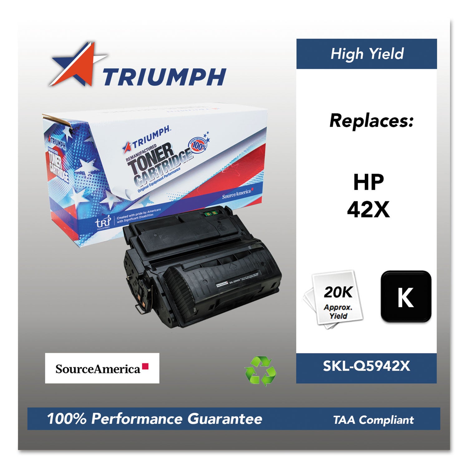 Remanufactured Q5942X (42X) High Yield Black Toner Cartridge - 20,000 Page Yield | Compatible with HP, Canon, Brother Printers | Ideal for Office, Home, and Business Printing