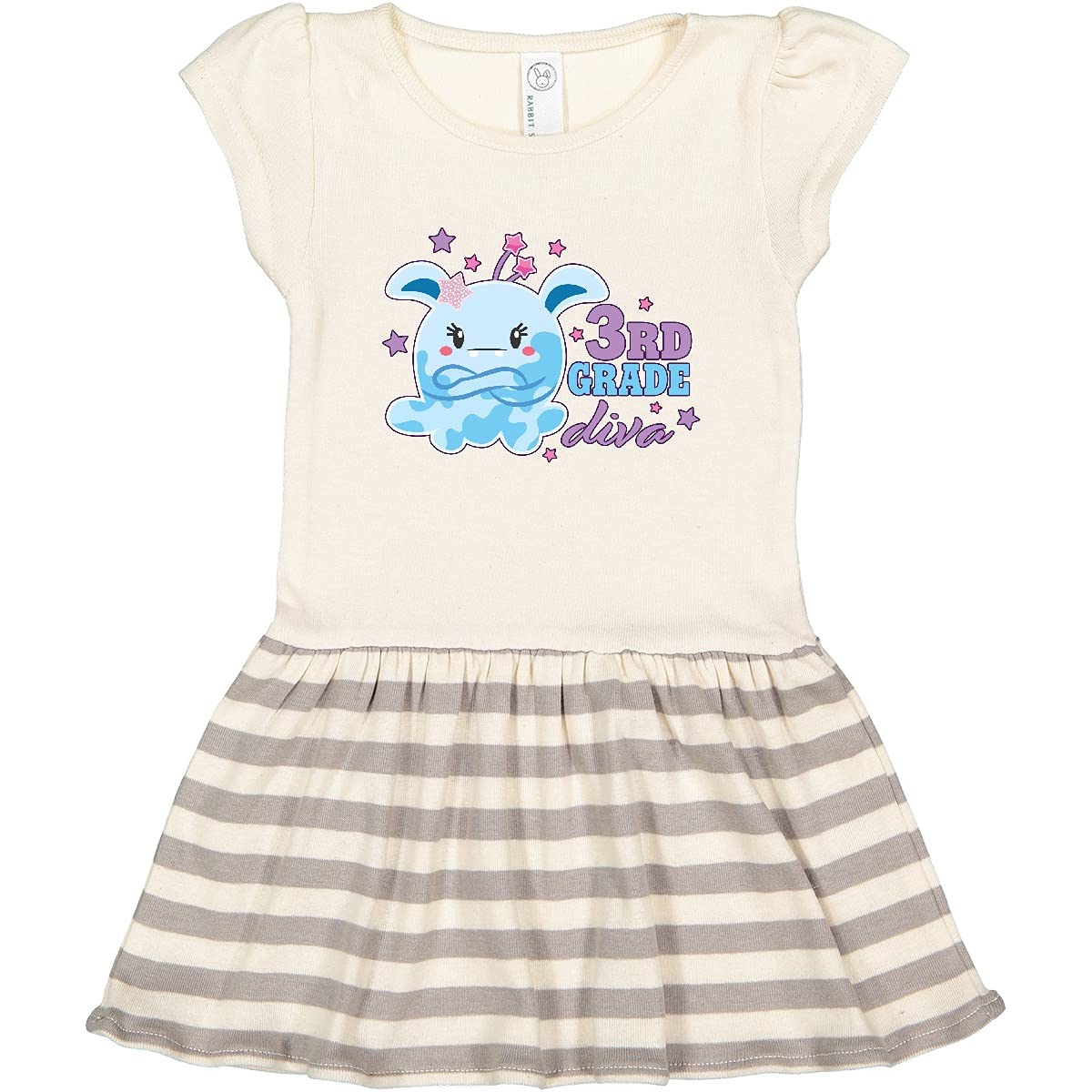 Inktastic 3rd Grade Diva Cute Blue Monster Toddler Dress - Fun Playdate & Birthday Party Outfit for Girls