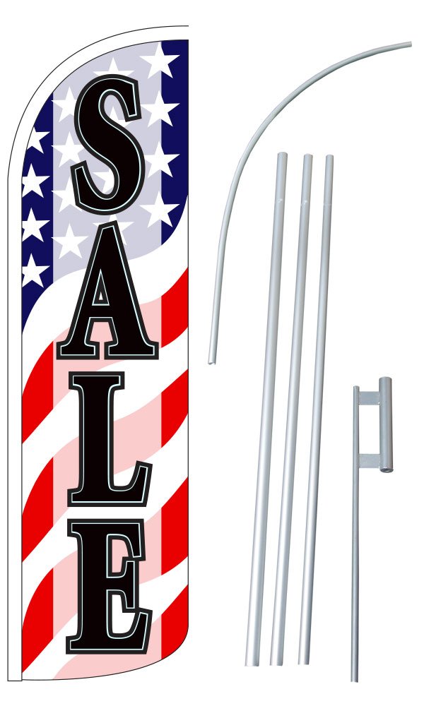 USA Flag 12-Foot Feather Flag - Heavy-Duty Super Swooper for Outdoor Events