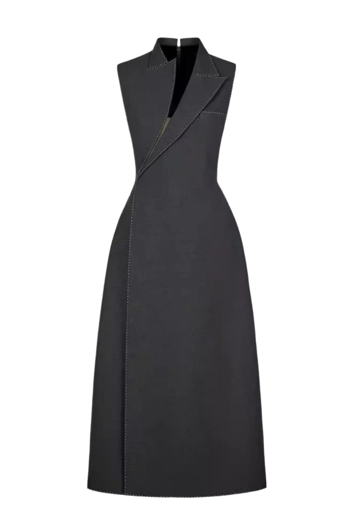 Elegant Asymmetrical Collar Sleeveless Midi Dress in Grey - Perfect for Cocktail Parties, Date Nights & Summer Weddings