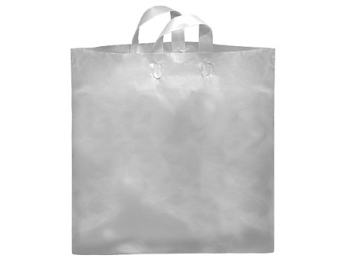 COLOSSAL Clear Studio Shopping Bags - Bulk Pack of 200 (22x18x8 Inches) | 25% Recycled Plastic | Durable Retail & Boutique Packaging | Perfect for Stores, Events & Gift Wrapping